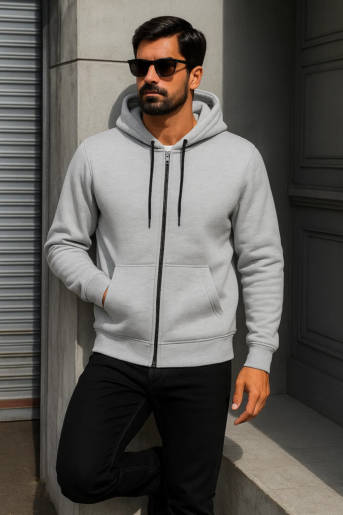 Erkek Trend Kışlık Açık Oversize Sweatshirt 4