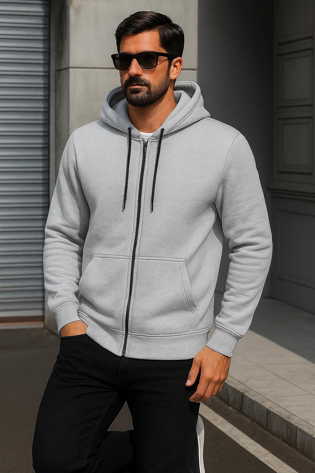 Erkek Trend Kışlık Açık Oversize Sweatshirt 3