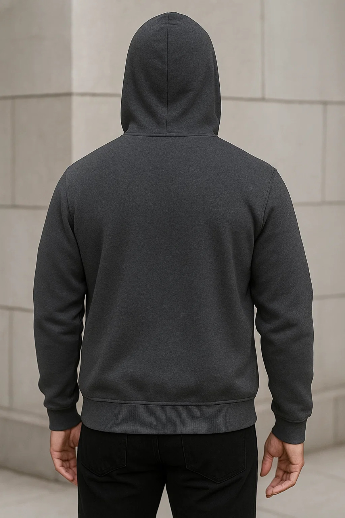 Erkek Trend Kışlık Antrasit Oversize Sweatshirt 5