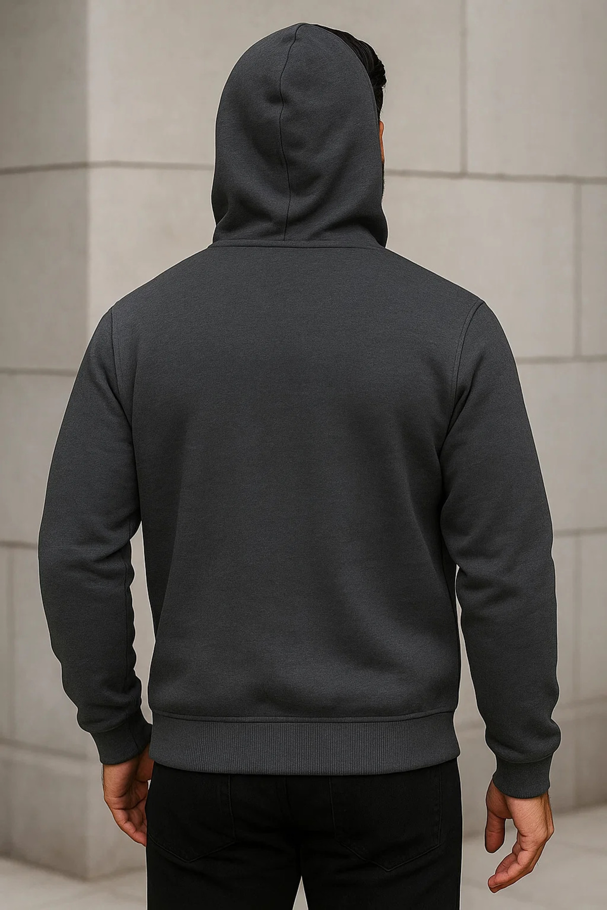Erkek Trend Kışlık Antrasit Oversize Sweatshirt 6