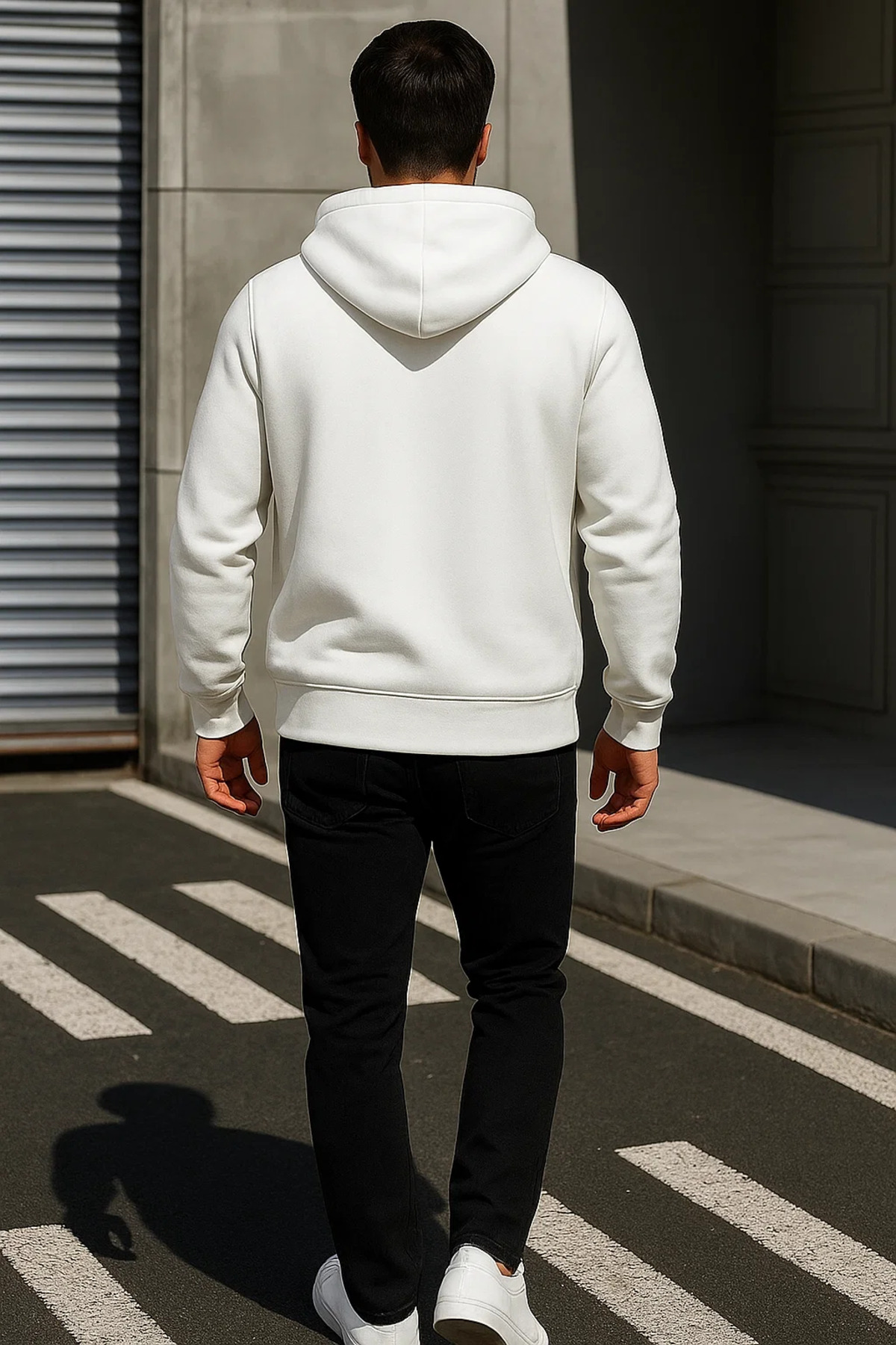 Erkek Trend Kışlık Beyaz Oversize Sweatshirt 6
