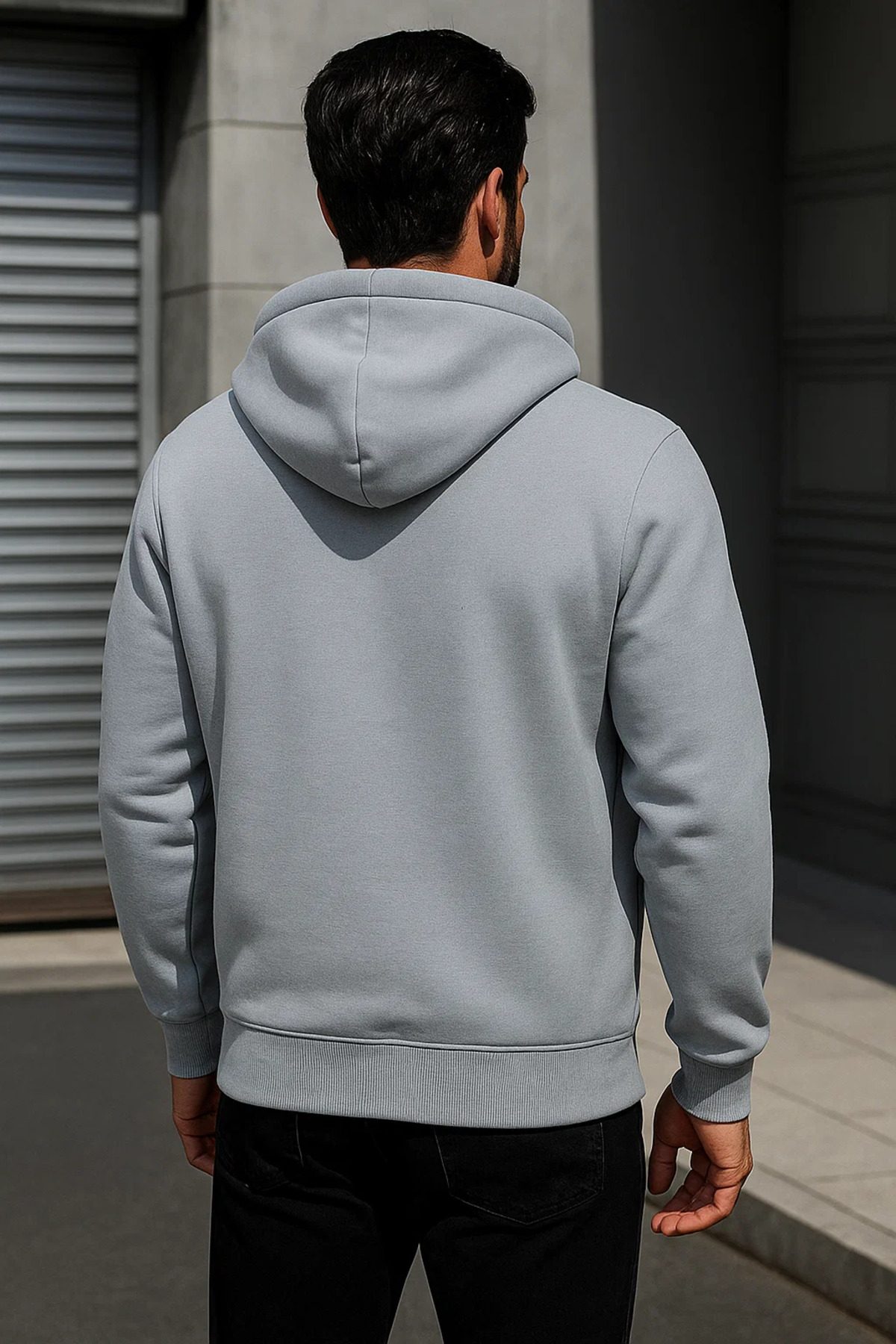 Erkek Trend Kışlık Gri Oversize Sweatshirt 6