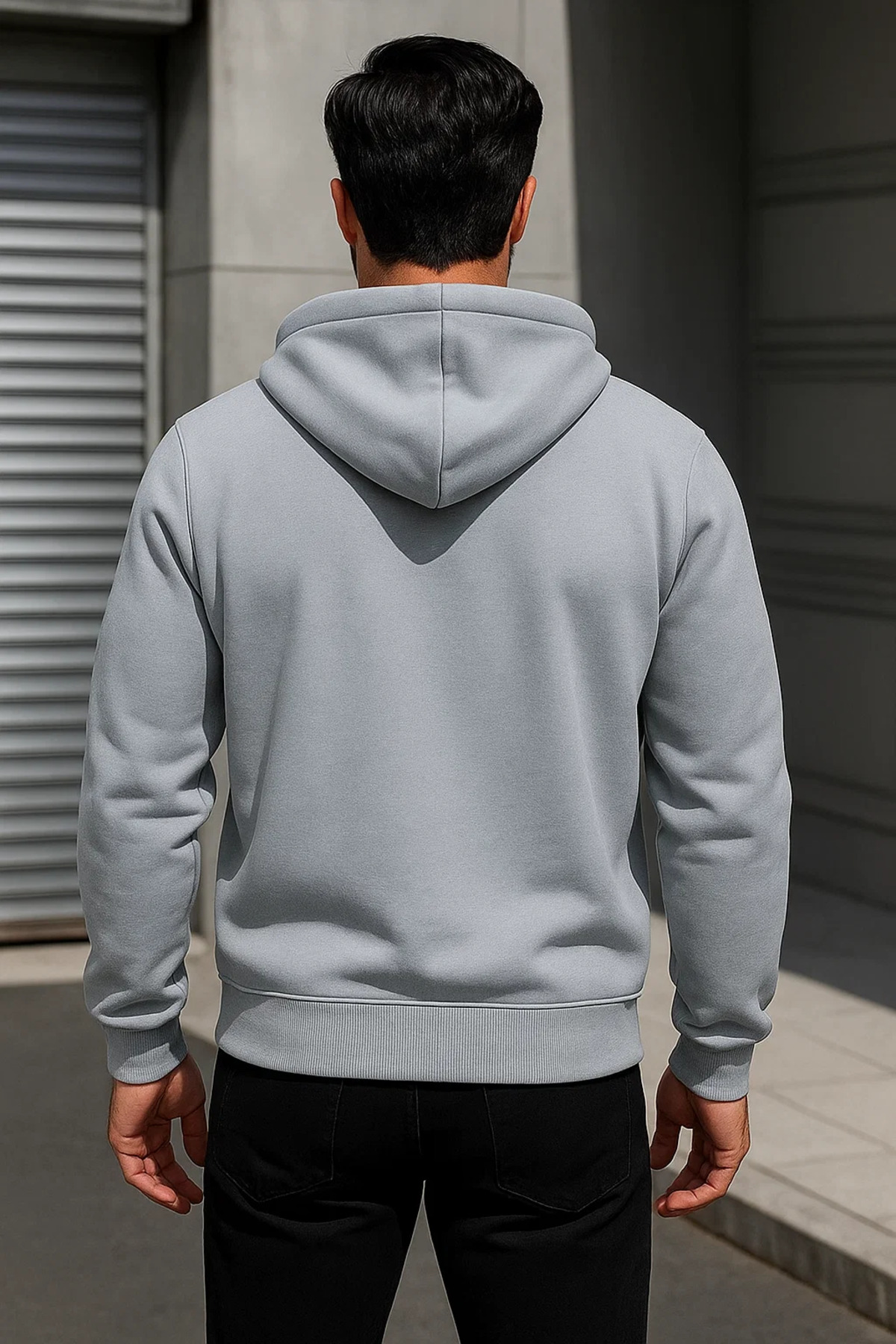 Erkek Trend Kışlık Gri Oversize Sweatshirt 5