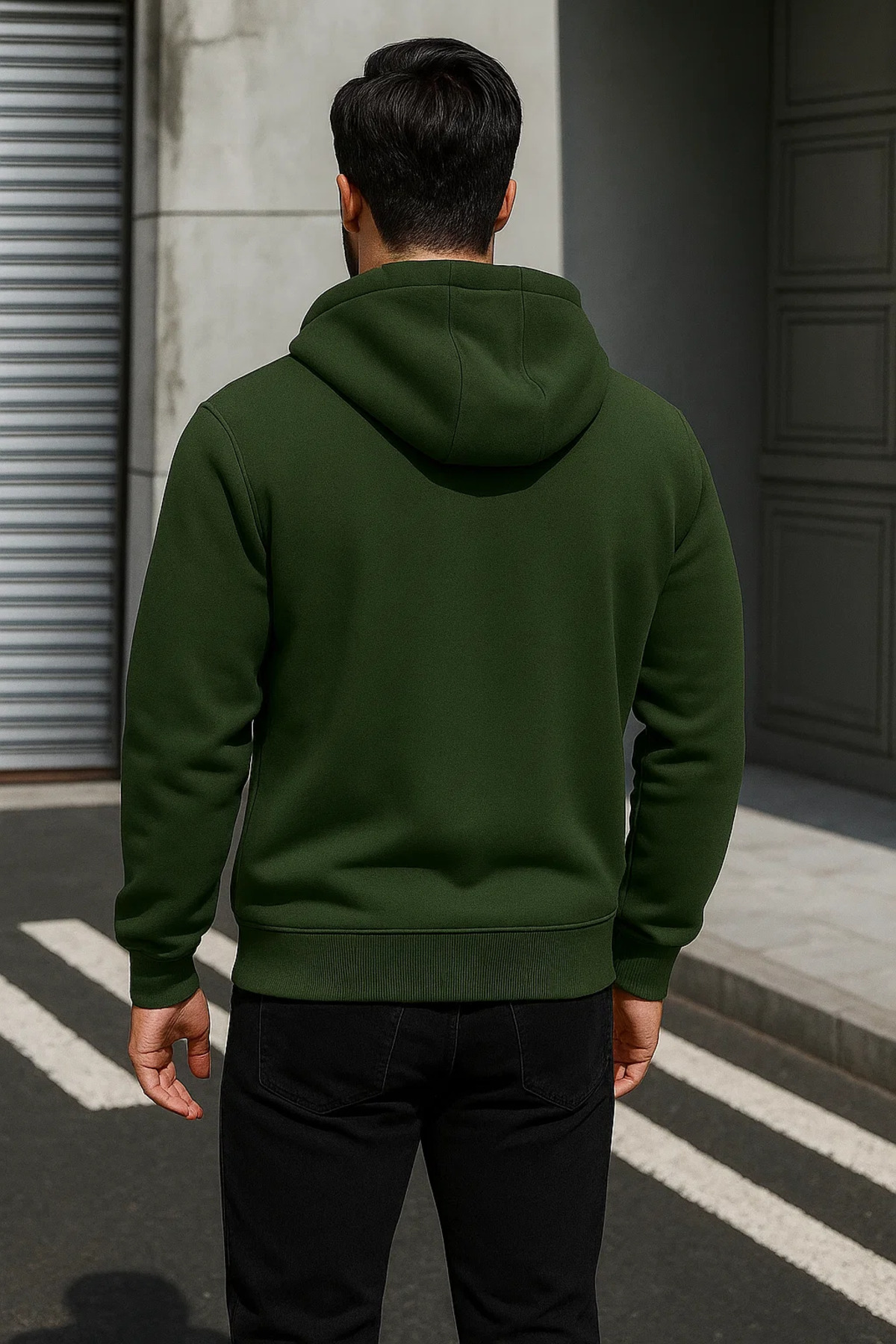 Erkek Trend Kışlık Haki Oversize Sweatshirt 6
