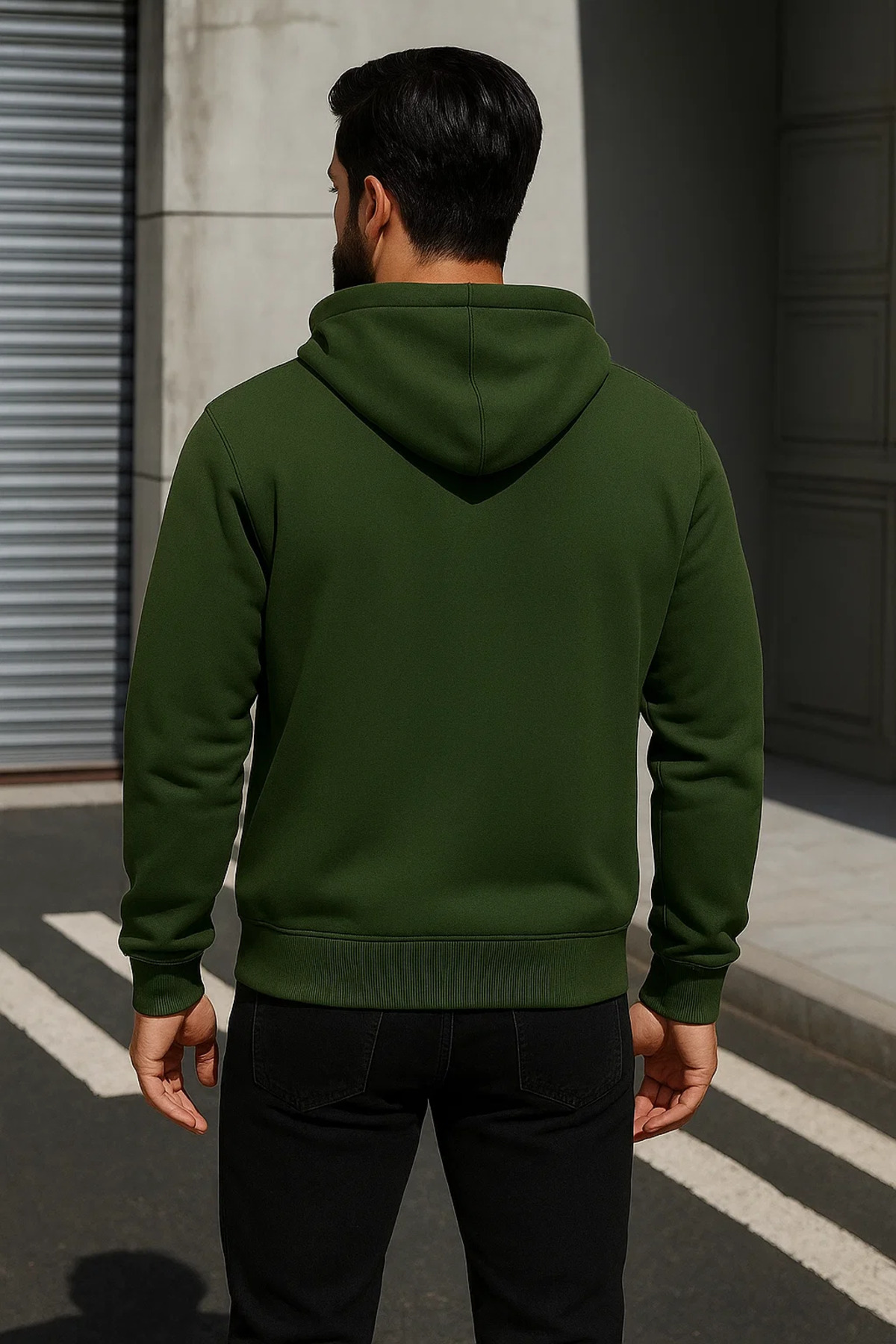 Erkek Trend Kışlık Haki Oversize Sweatshirt 5