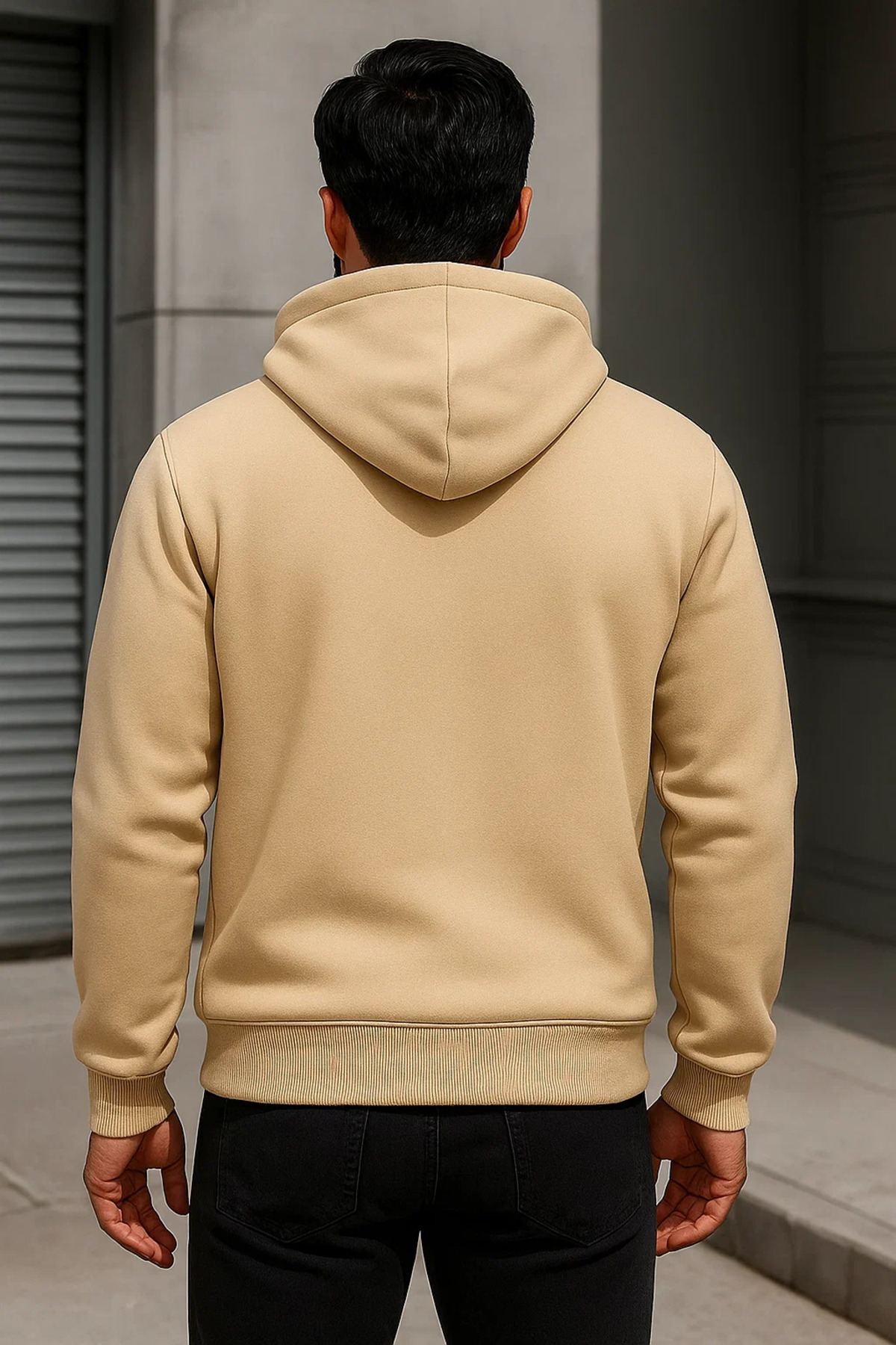 Erkek Trend Kışlık Krem Oversize Sweatshirt 6