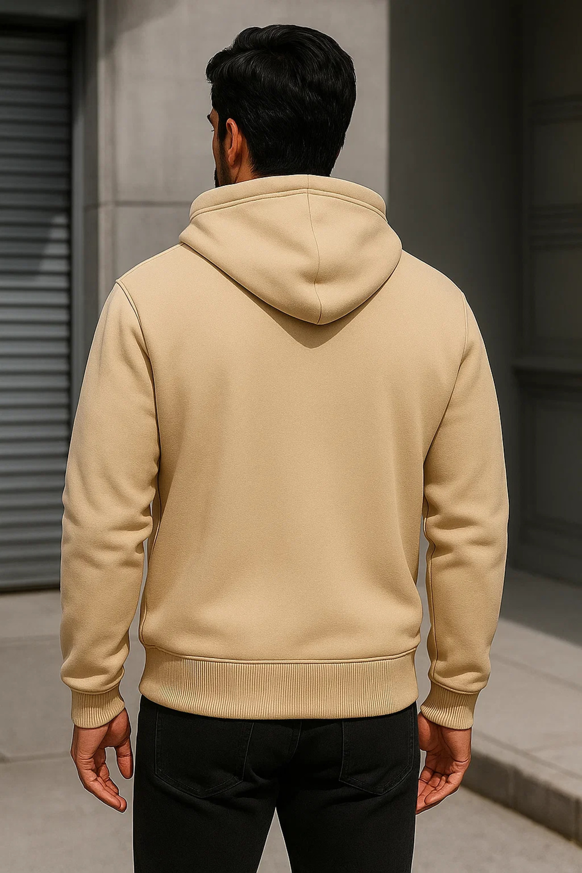 Erkek Trend Kışlık Krem Oversize Sweatshirt 5