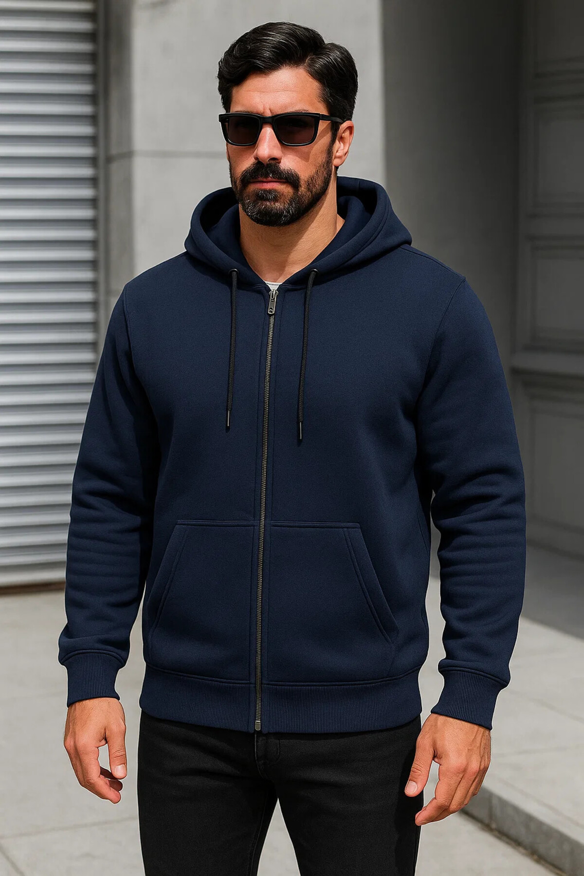 Erkek Trend Kışlık Lacivert Oversize Sweatshirt 5