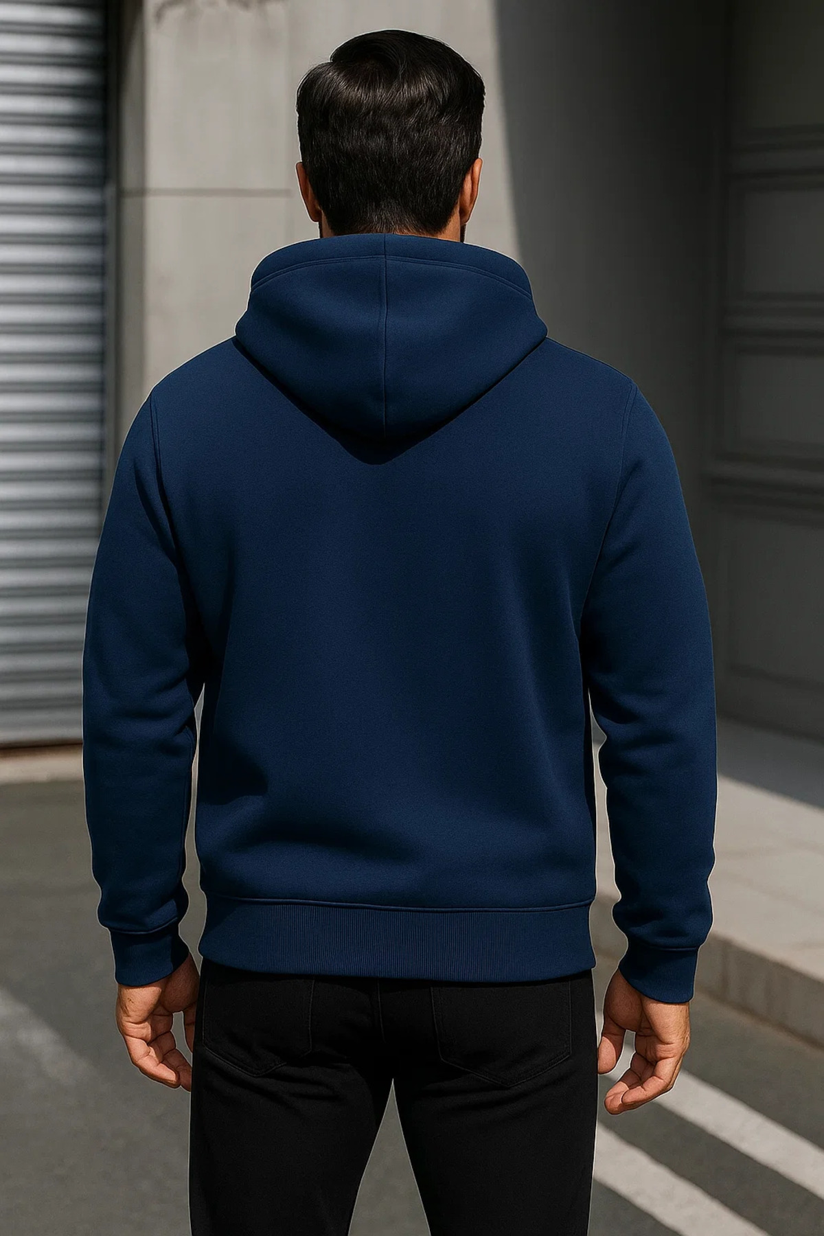 Erkek Trend Kışlık Mavi Oversize Sweatshirt 5