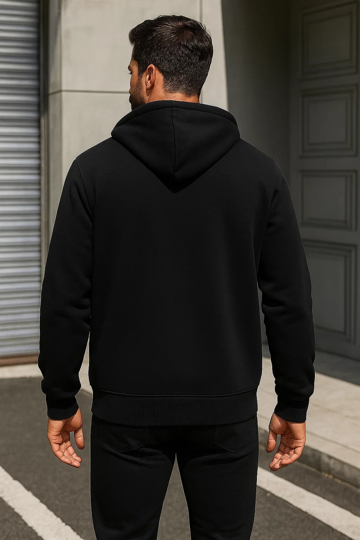Erkek Trend Kışlık Siyah Oversize Sweatshirt 6