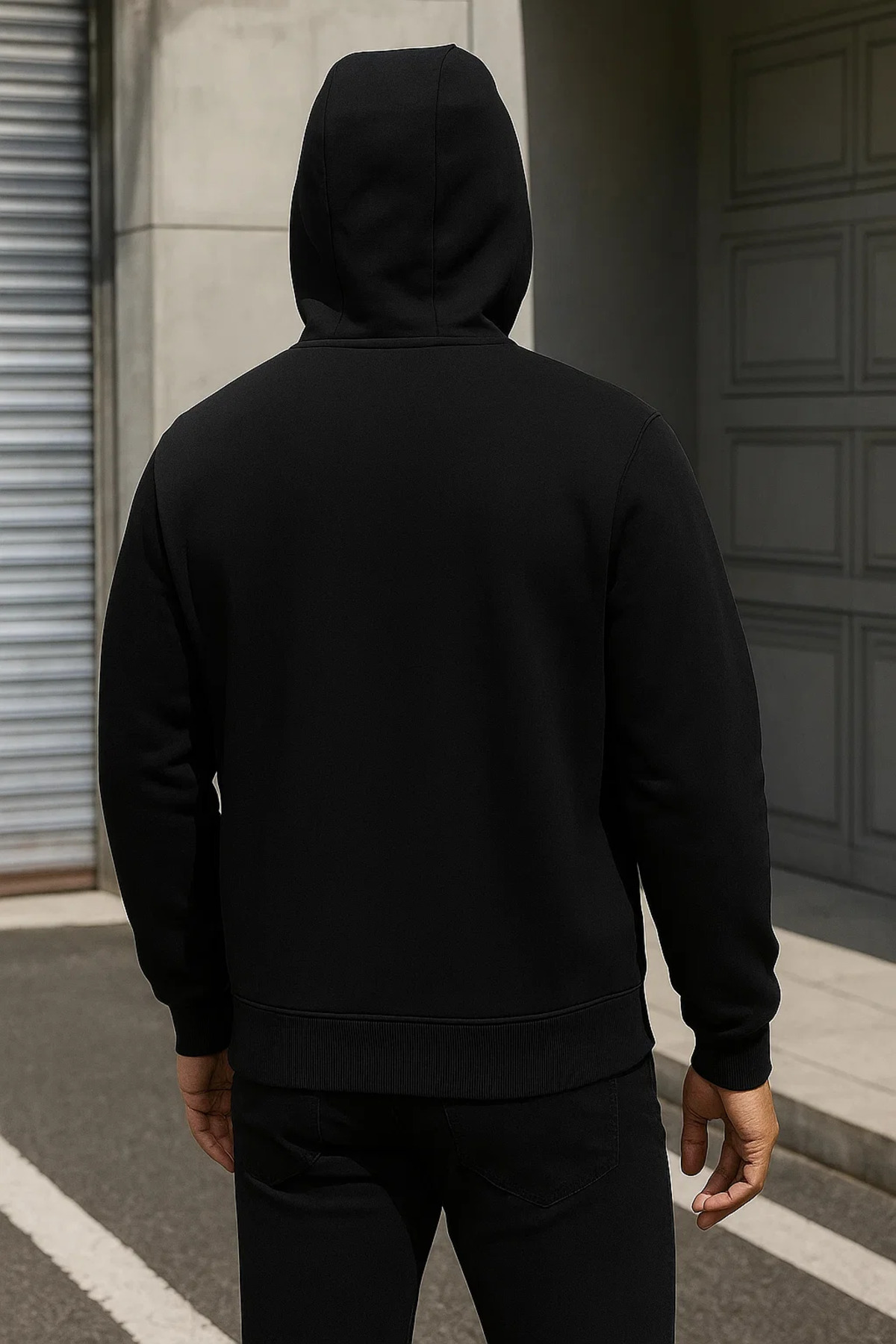 Erkek Trend Kışlık Siyah Oversize Sweatshirt 5