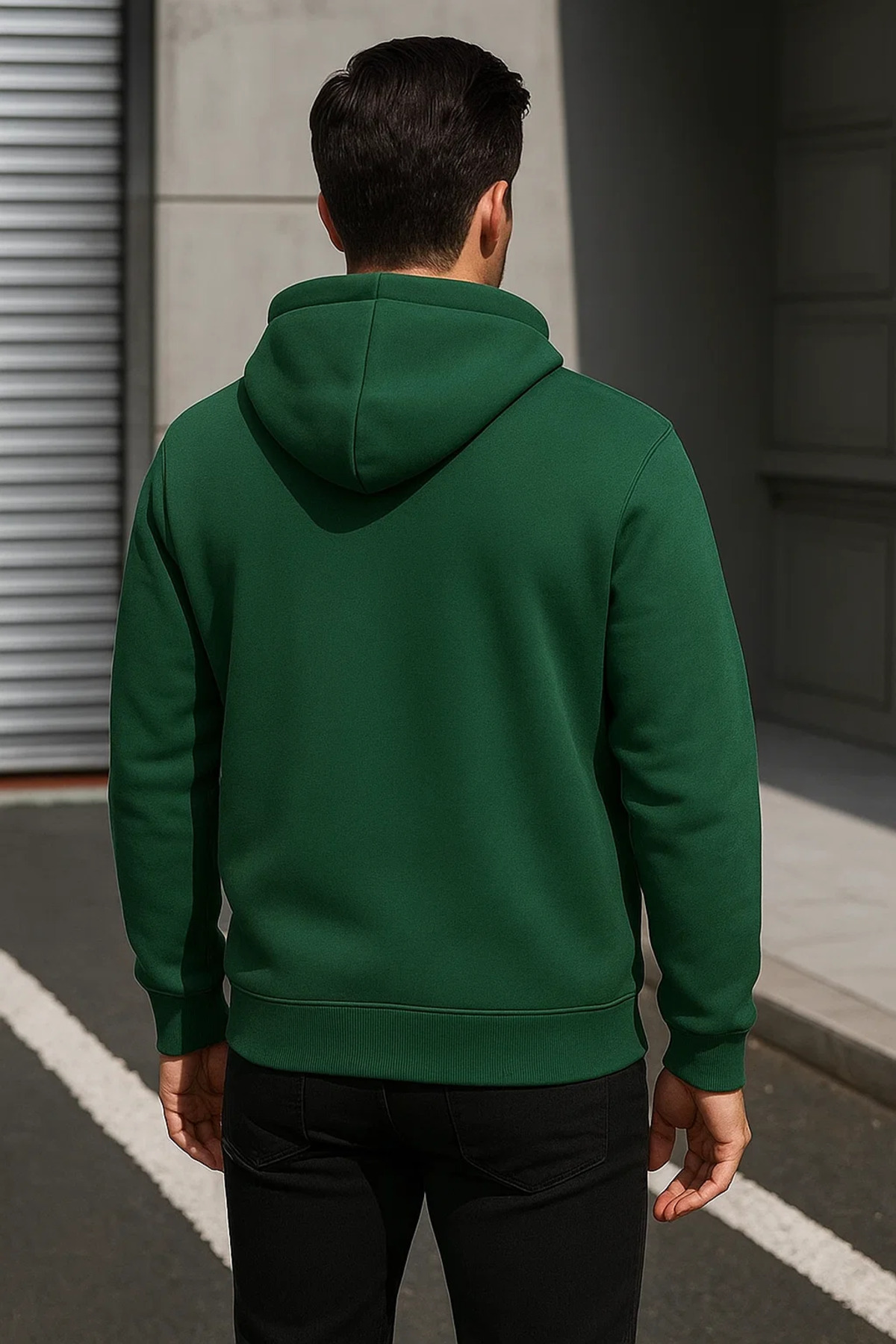 Erkek Trend Kışlık Yeşil Oversize Sweatshirt 6