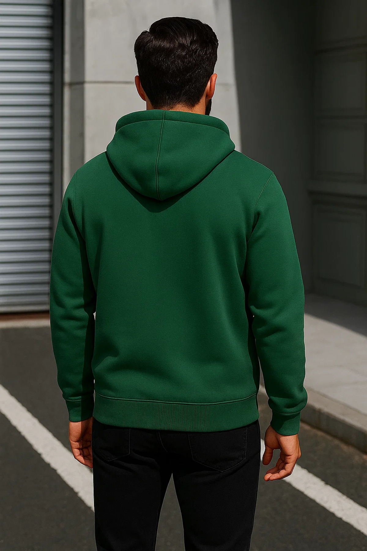 Erkek Trend Kışlık Yeşil Oversize Sweatshirt 5