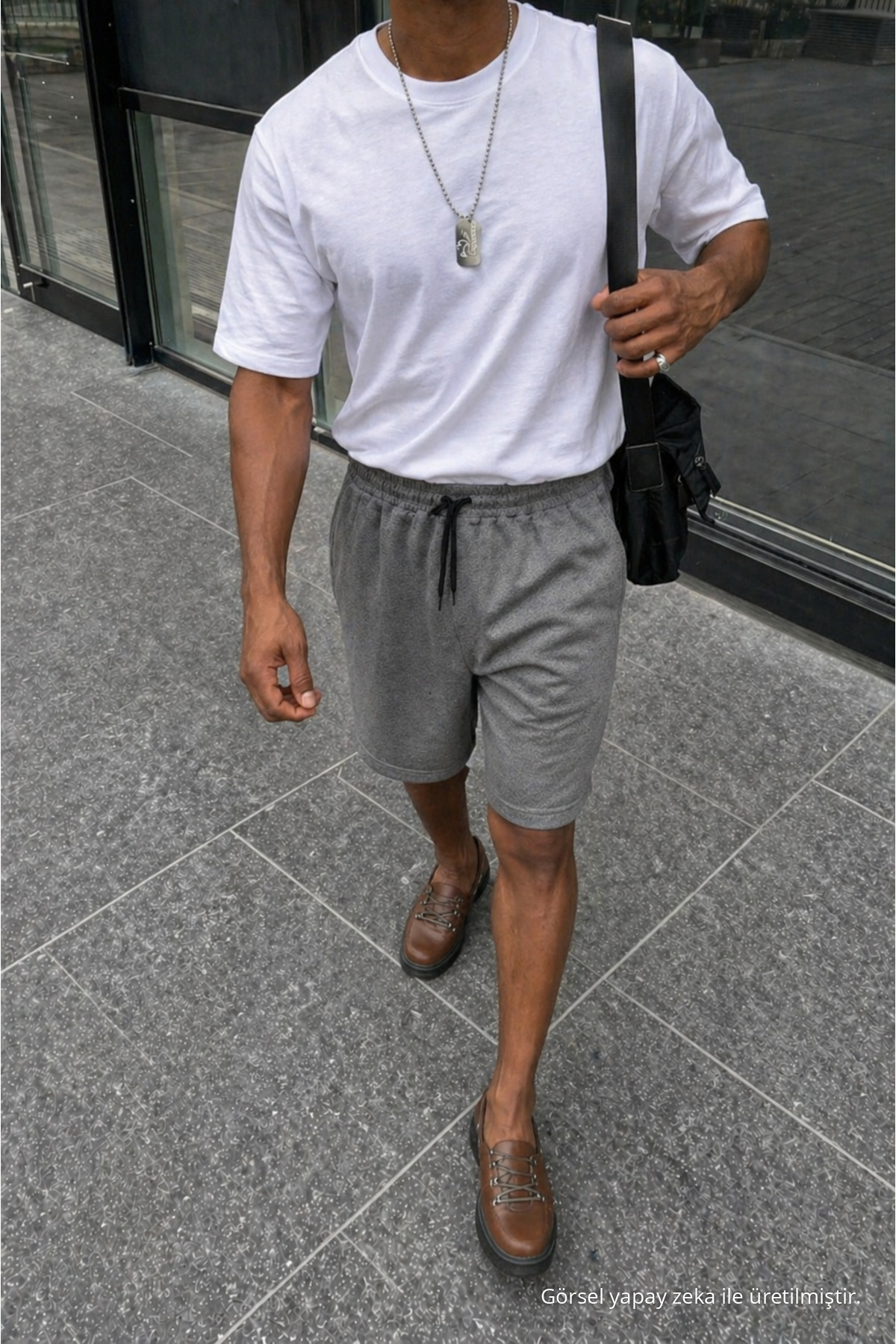Erkek Premium Jogger Relax Fit Füme Kısa Penye Şort 4