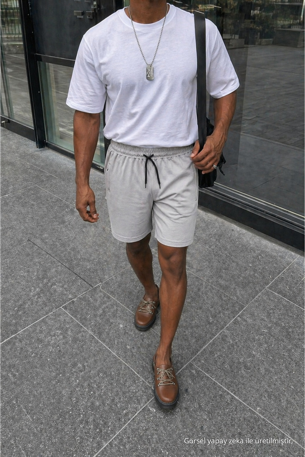 Erkek Premium Jogger Relax Fit Gri Kısa Penye Şort 4