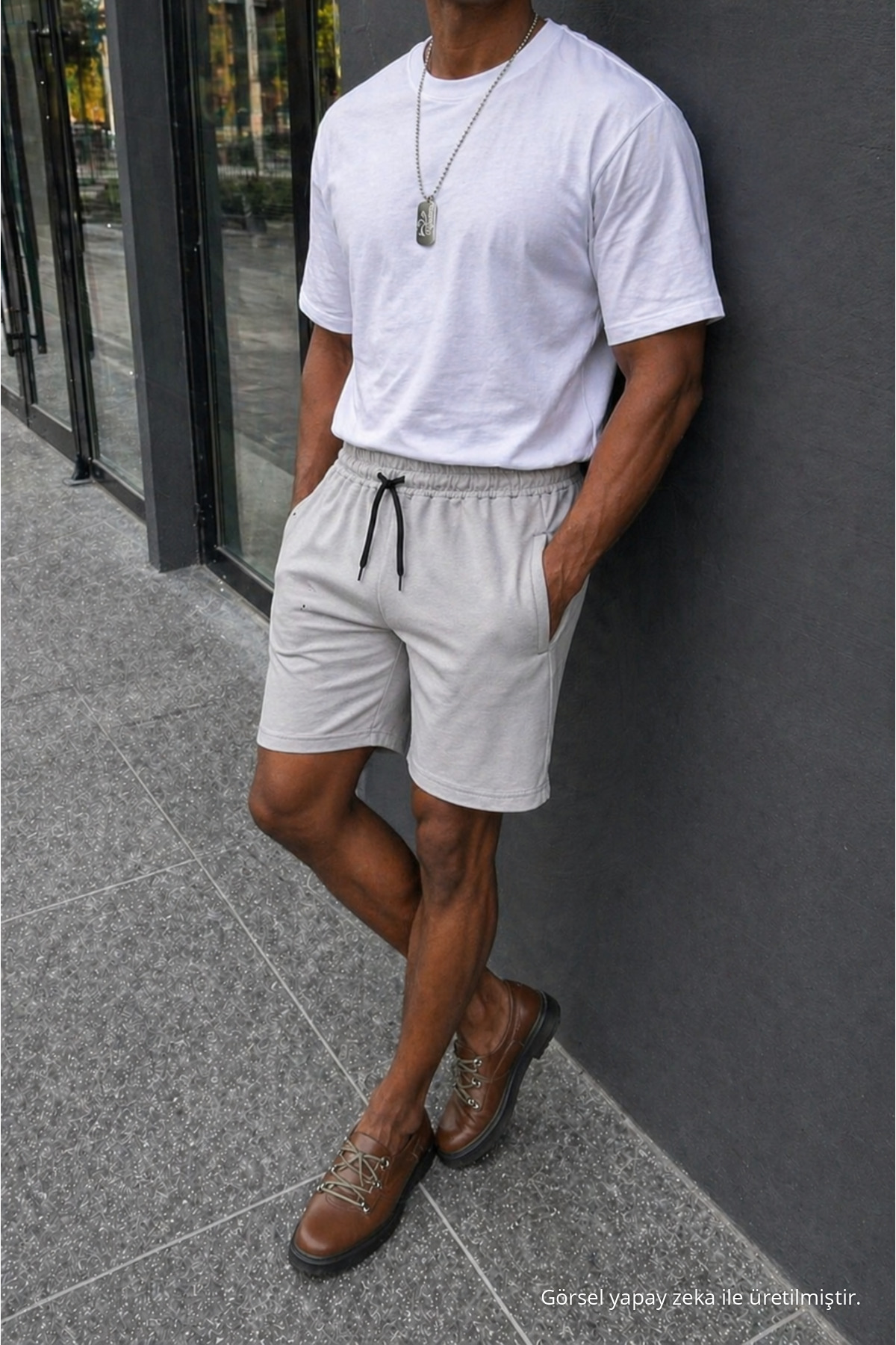 Erkek Premium Jogger Relax Fit Gri Kısa Penye Şort 3