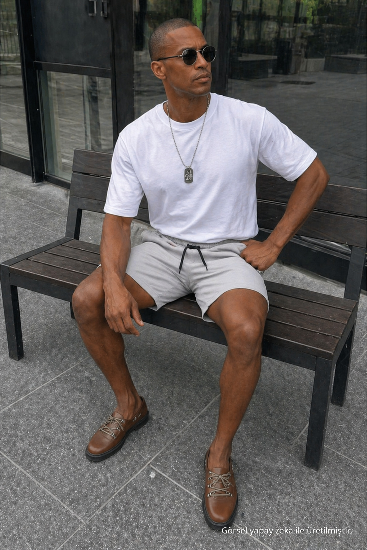 Erkek Premium Jogger Relax Fit Gri Kısa Penye Şort 5