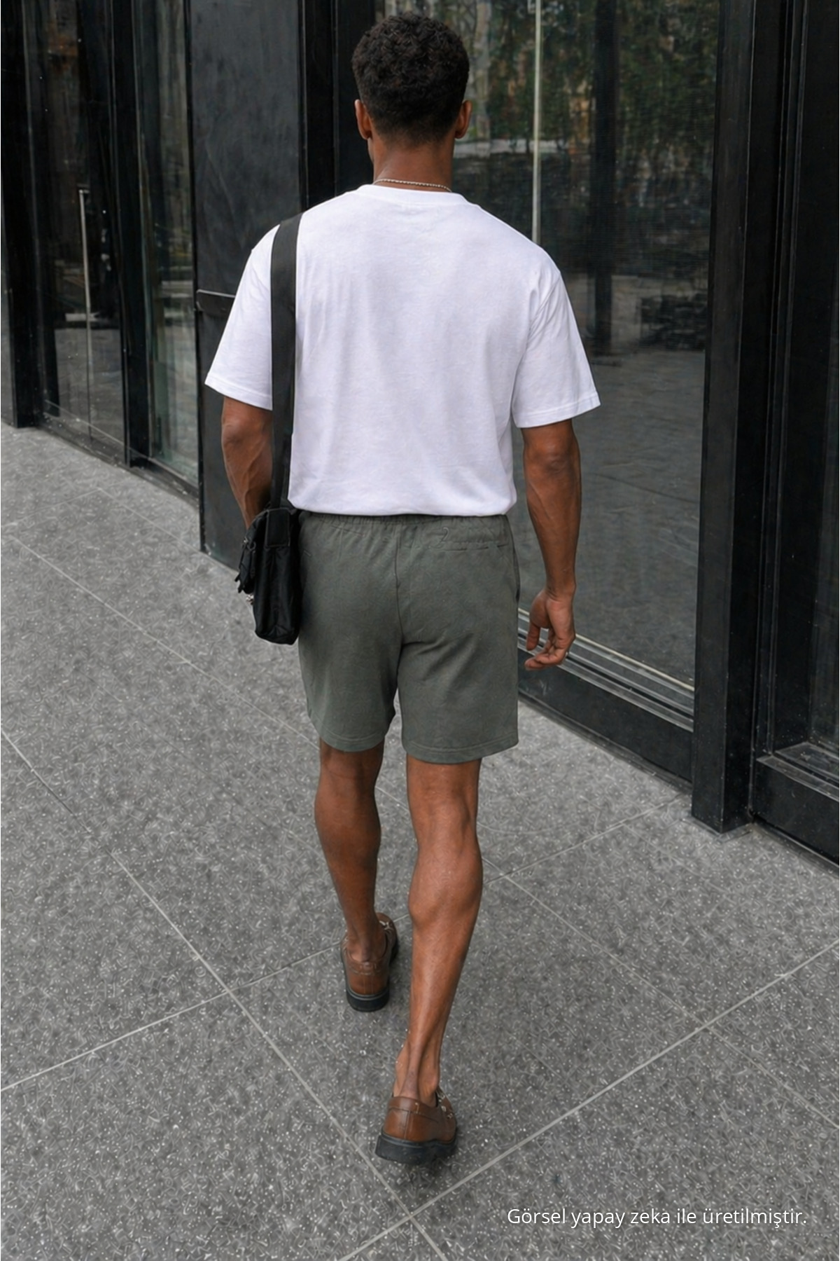 Erkek Premium Jogger Relax Fit Haki Kısa Penye Şort 6