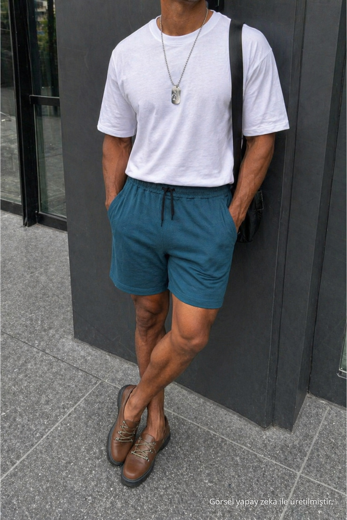 Erkek Premium Jogger Relax Fit İndigo Kısa Penye Şort 3