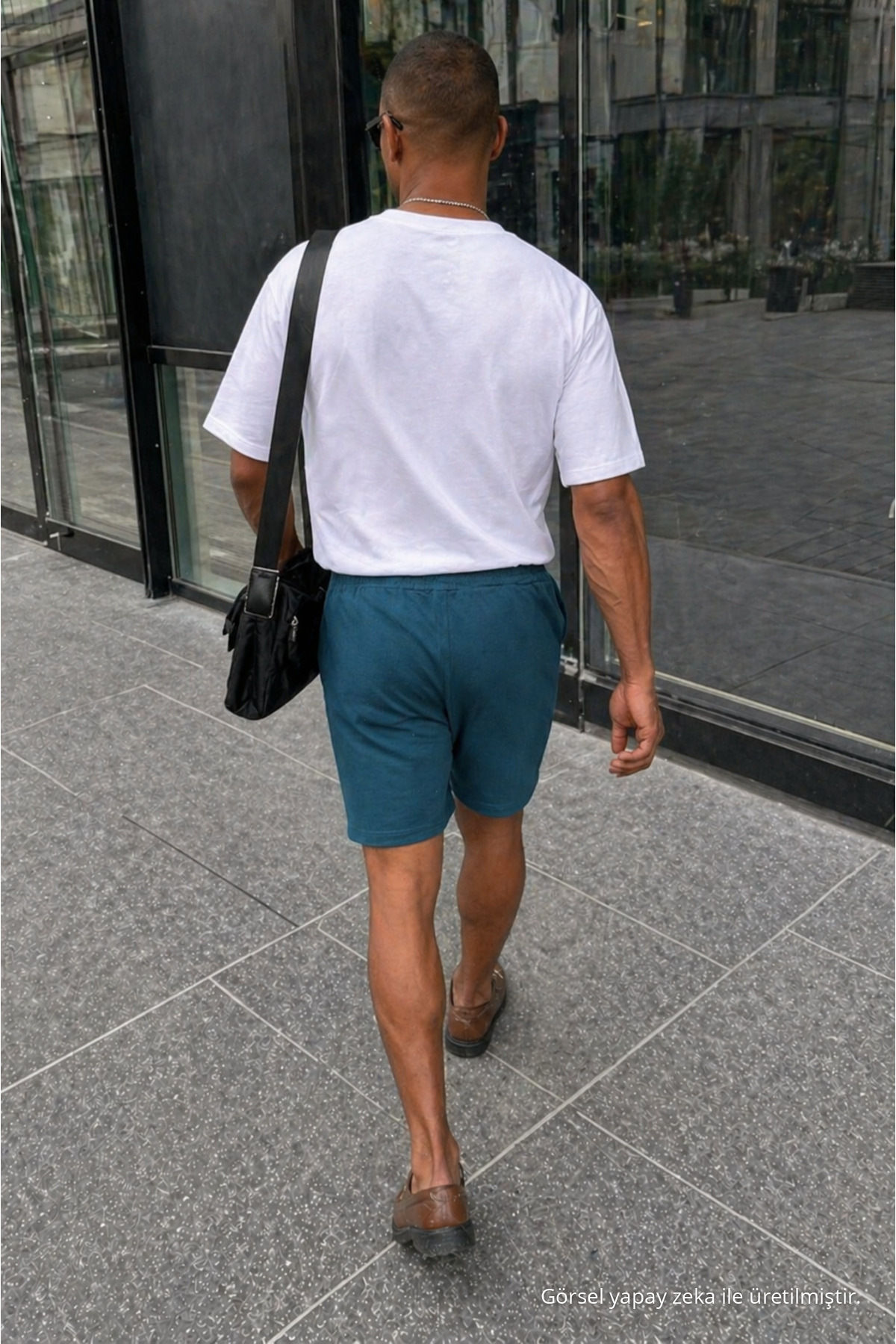 Erkek Premium Jogger Relax Fit İndigo Kısa Penye Şort 6