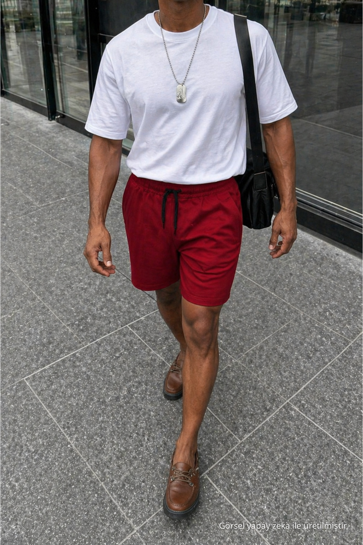 Erkek Premium Jogger Relax Fit Kırmızı Kısa Penye Şort 4
