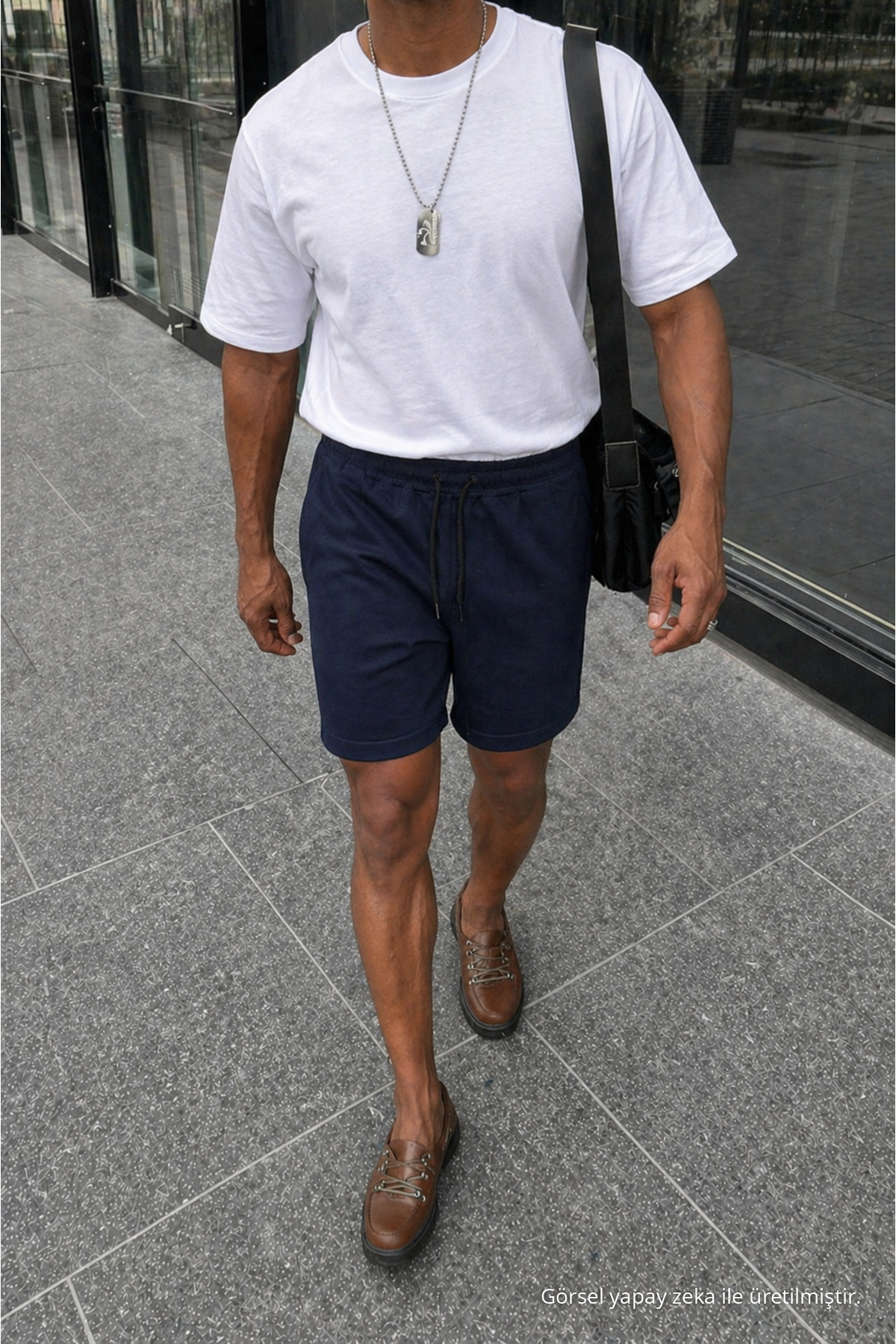 Erkek Premium Jogger Relax Fit Lacivert Kısa Penye Şort 4