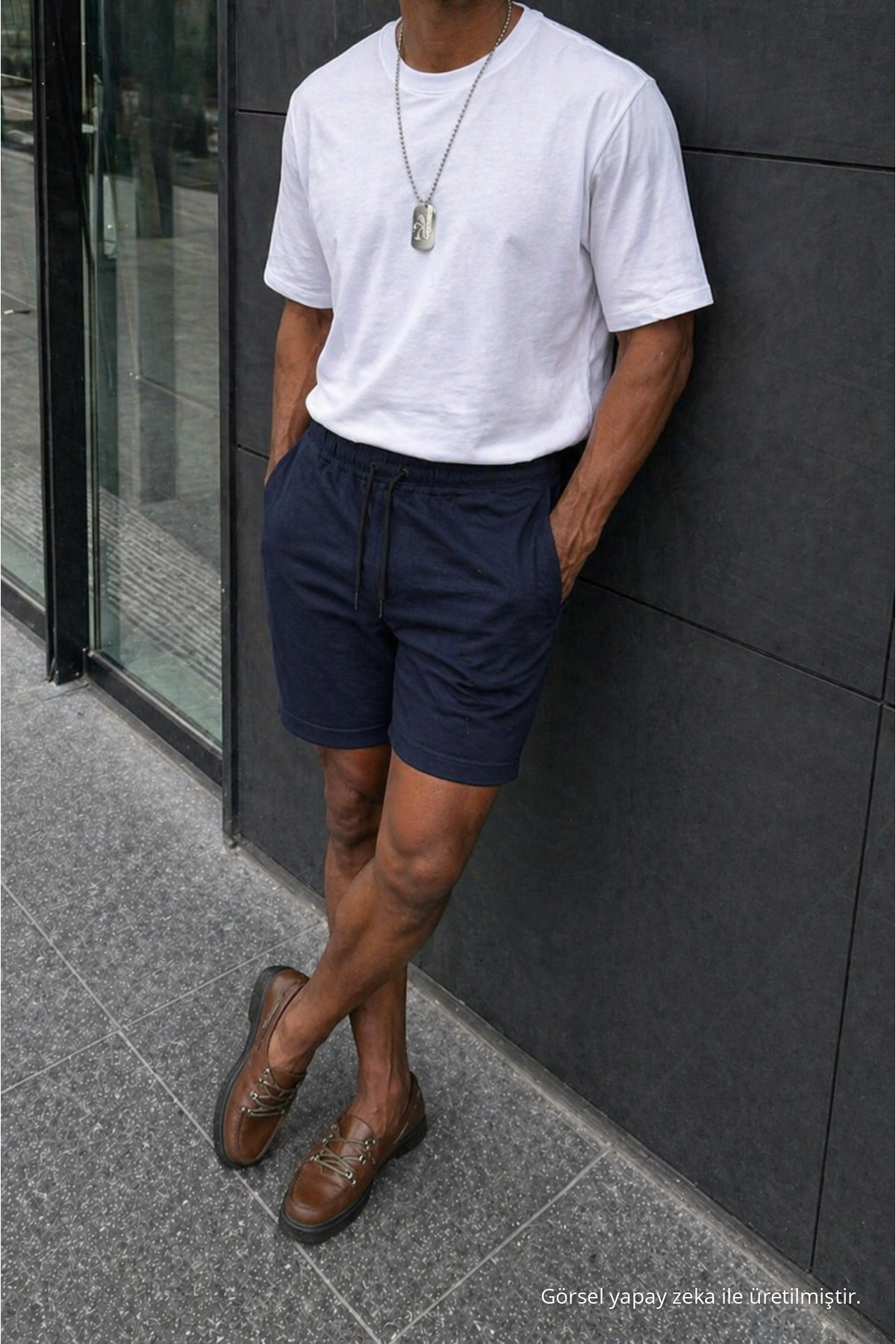Erkek Premium Jogger Relax Fit Lacivert Kısa Penye Şort 3