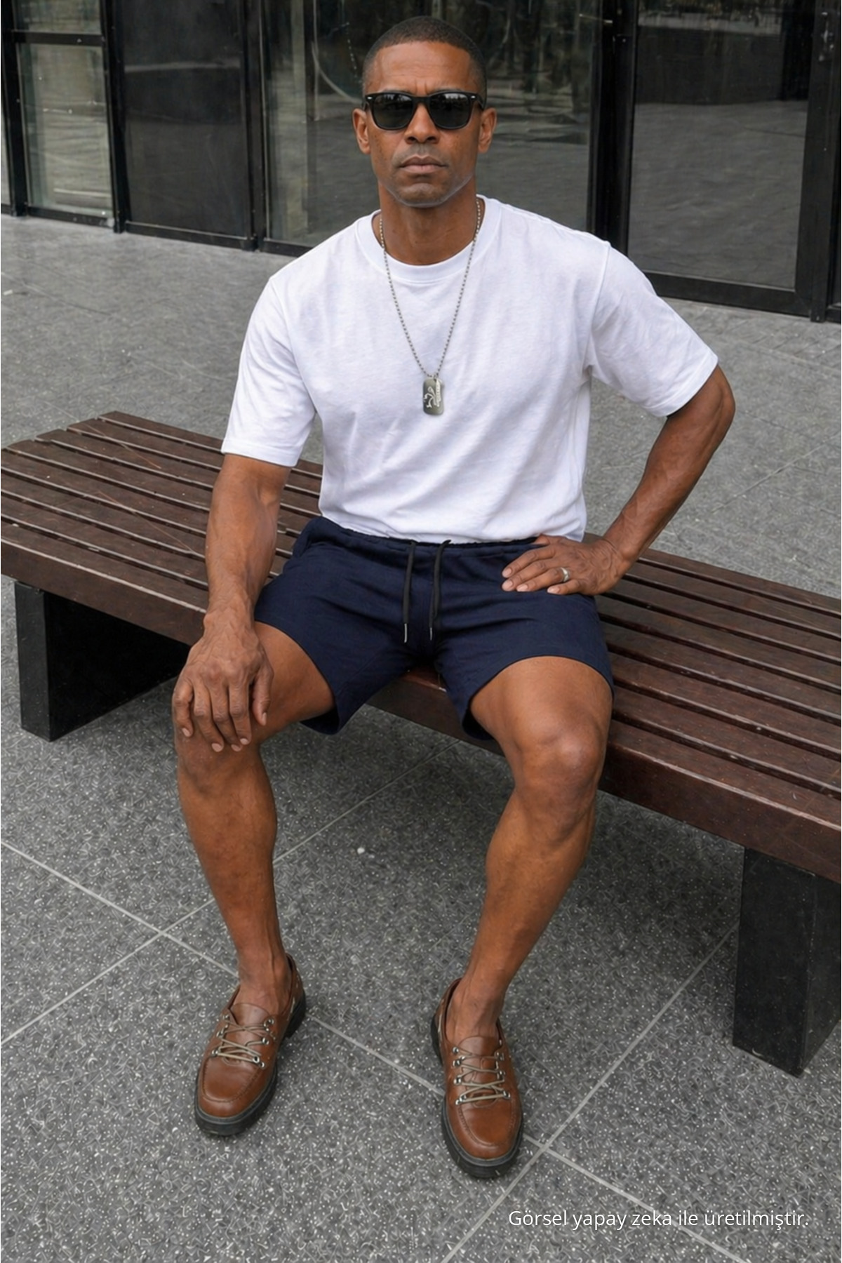 Erkek Premium Jogger Relax Fit Lacivert Kısa Penye Şort 5