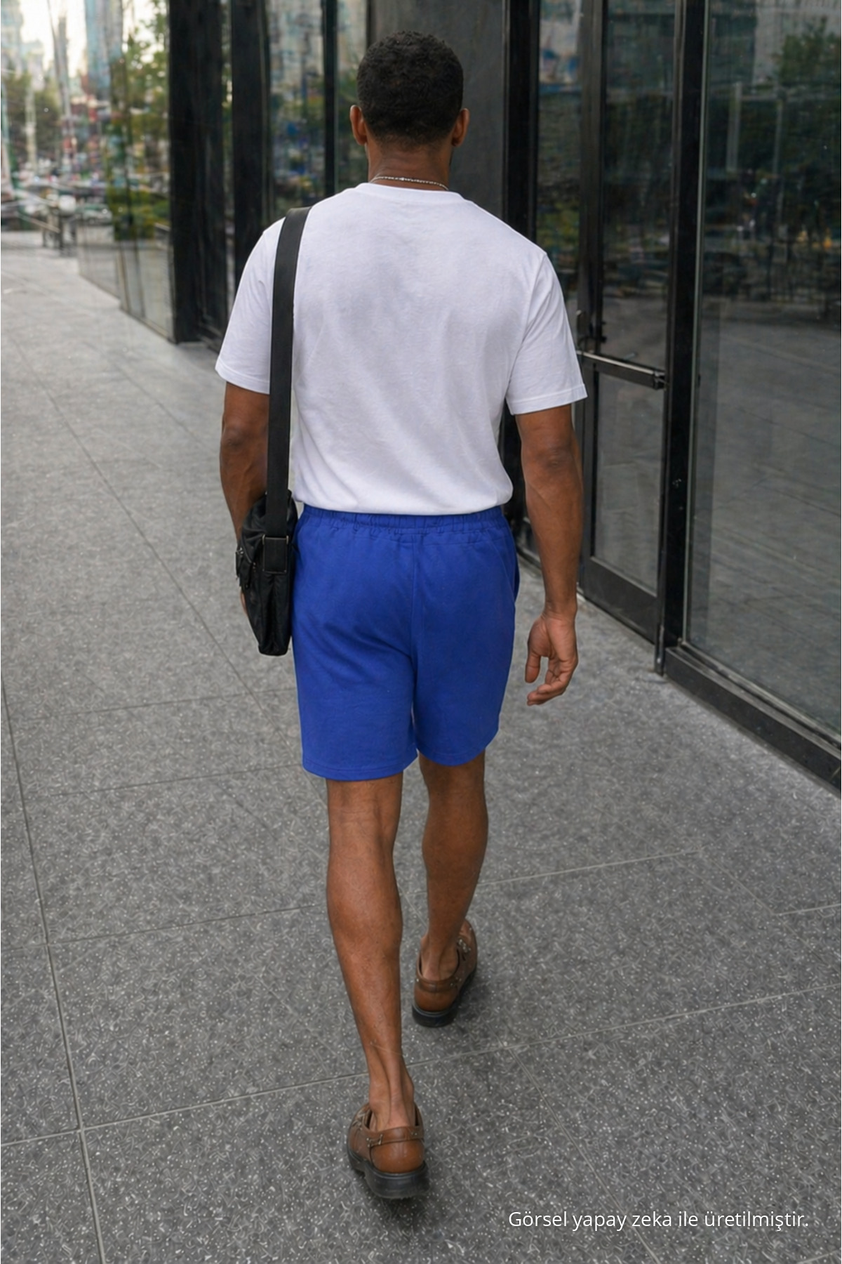 Erkek Premium Jogger Relax Fit Mavi Kısa Penye Şort 6