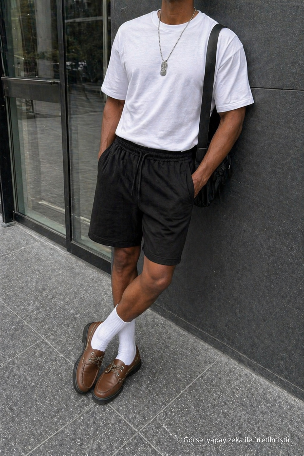 Erkek Premium Jogger Relax Fit Siyah Kısa Penye Şort 3
