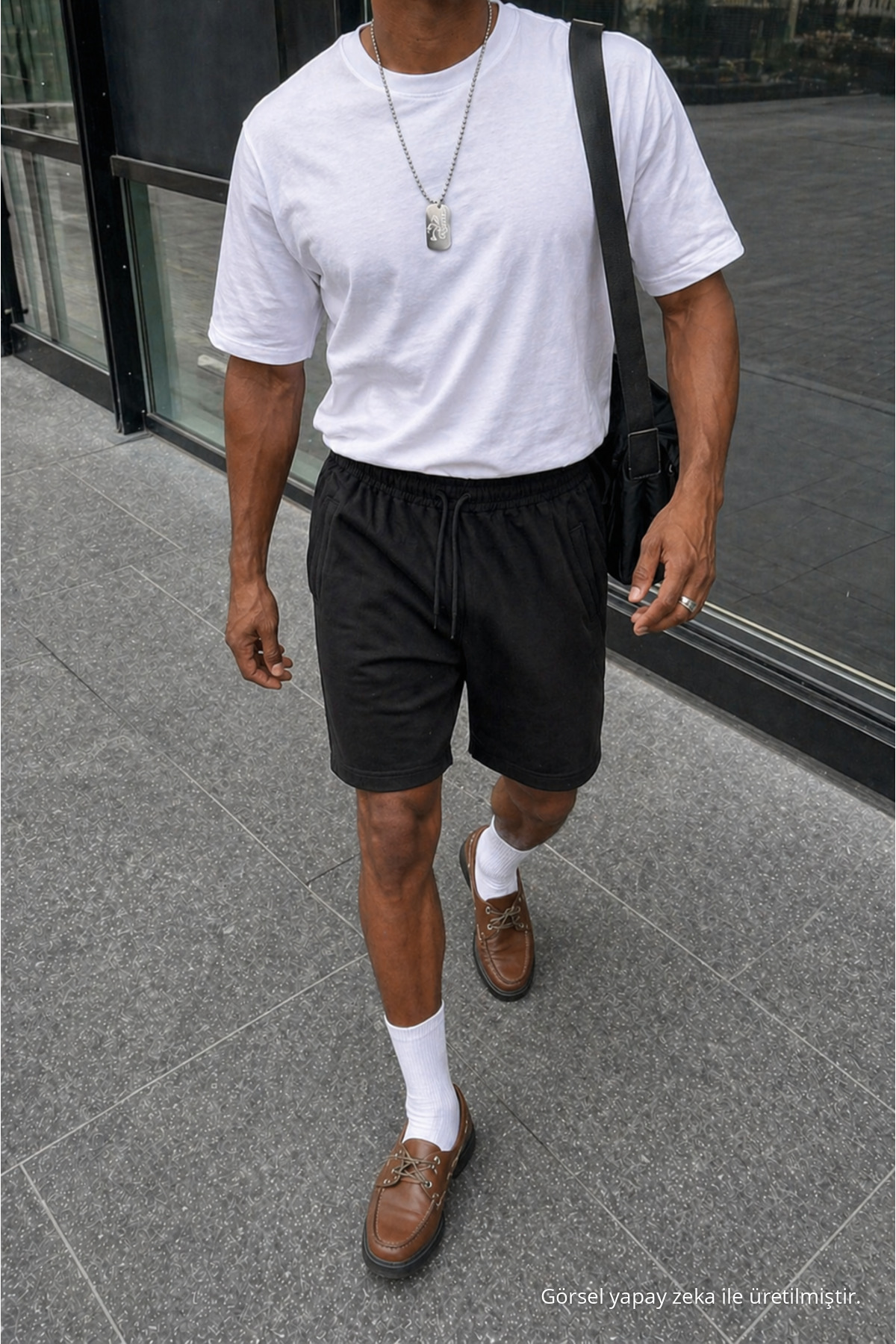 Erkek Premium Jogger Relax Fit Siyah Kısa Penye Şort 4
