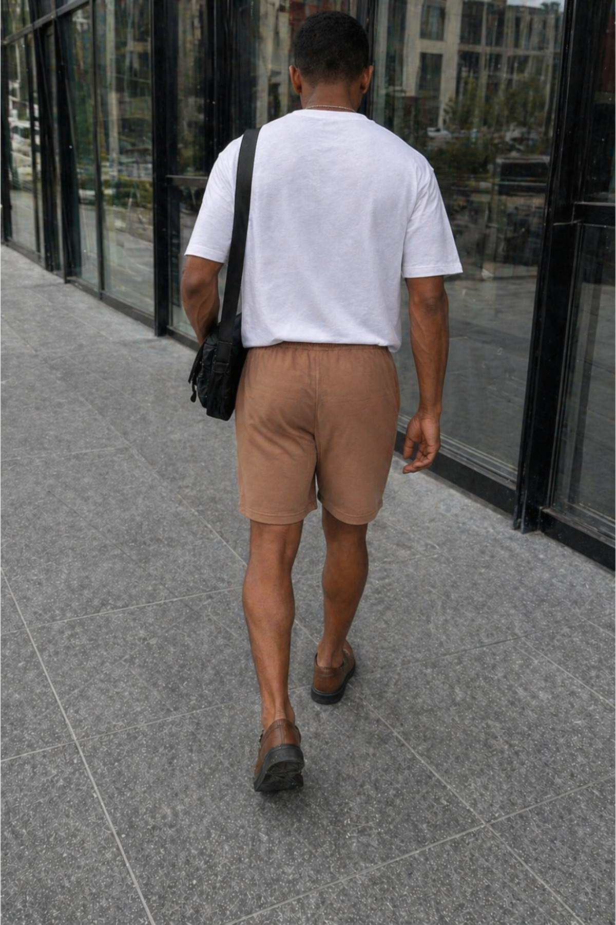 Erkek Premium Jogger Relax Fit Kahve Kısa Penye Şort 6