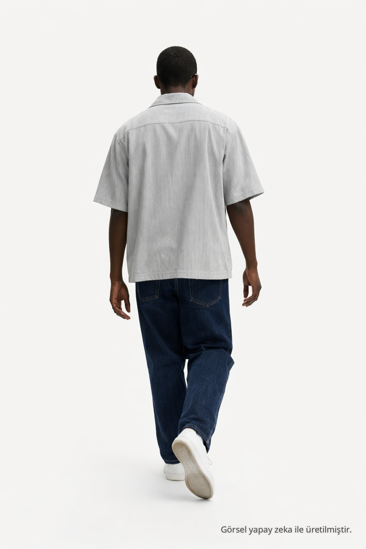 Erkek Yazlık Oversize Gri Keten Gömlek 6