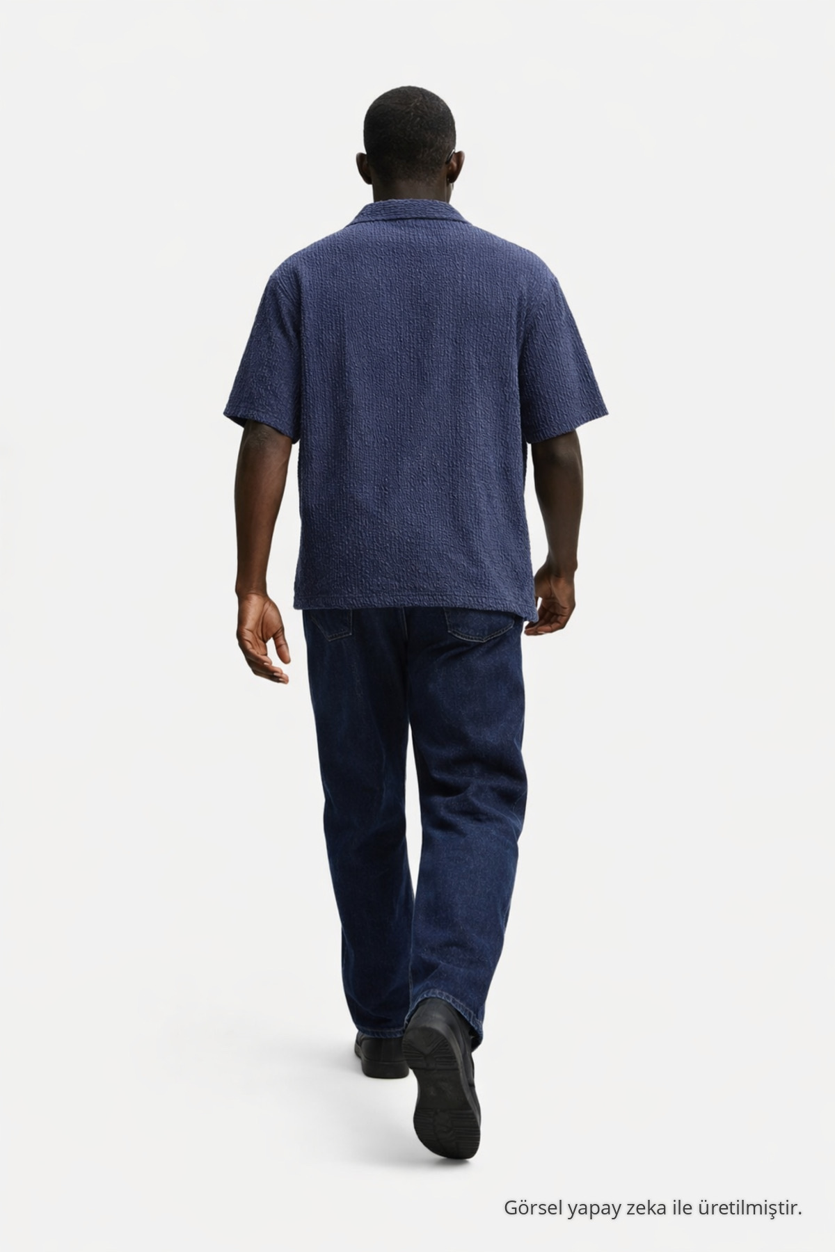 Erkek Yazlık Oversize Lacivert Keten Gömlek 6