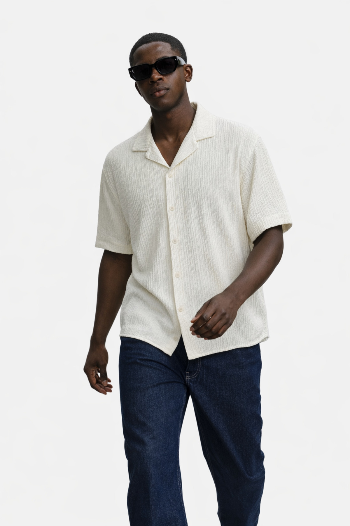Erkek Yazlık Oversize Beyaz Keten Gömlek 3
