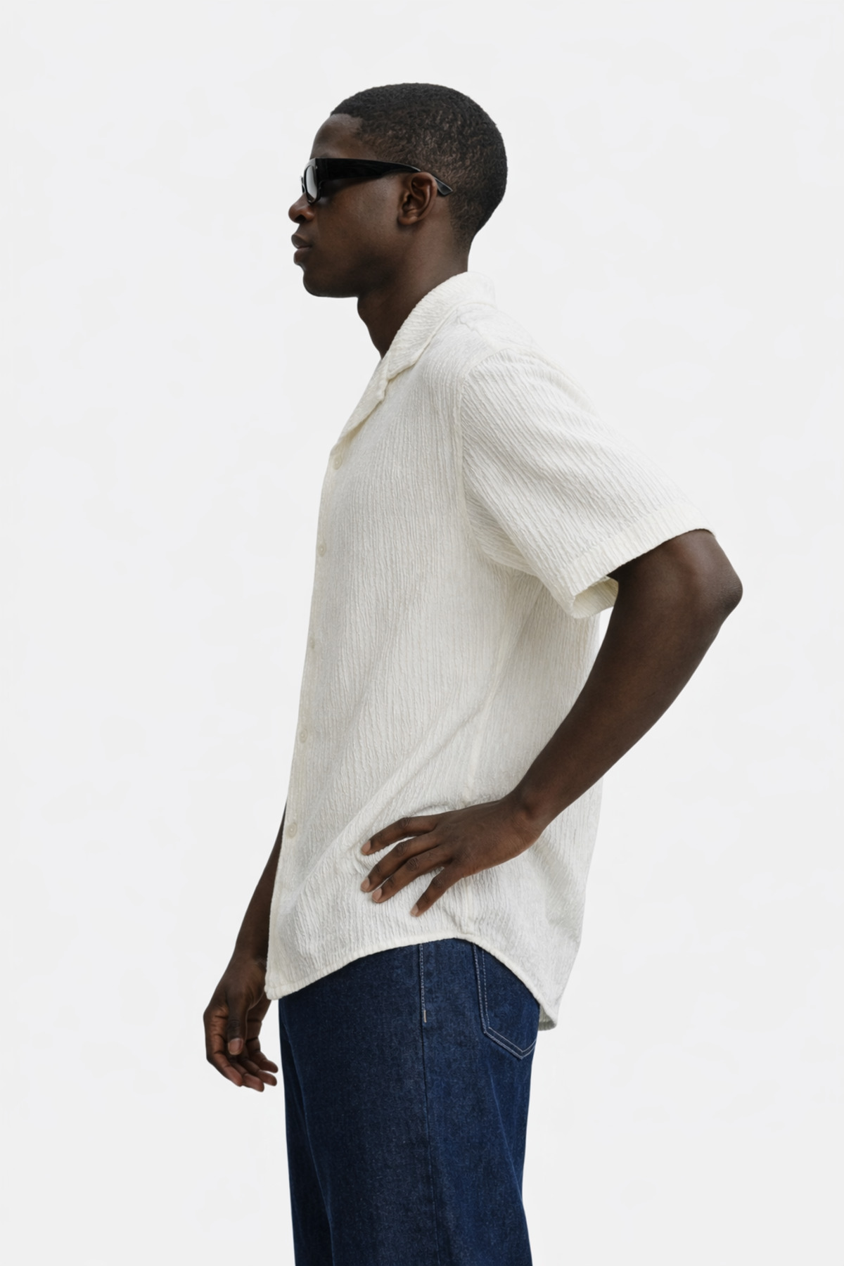 Erkek Yazlık Oversize Beyaz Keten Gömlek 4