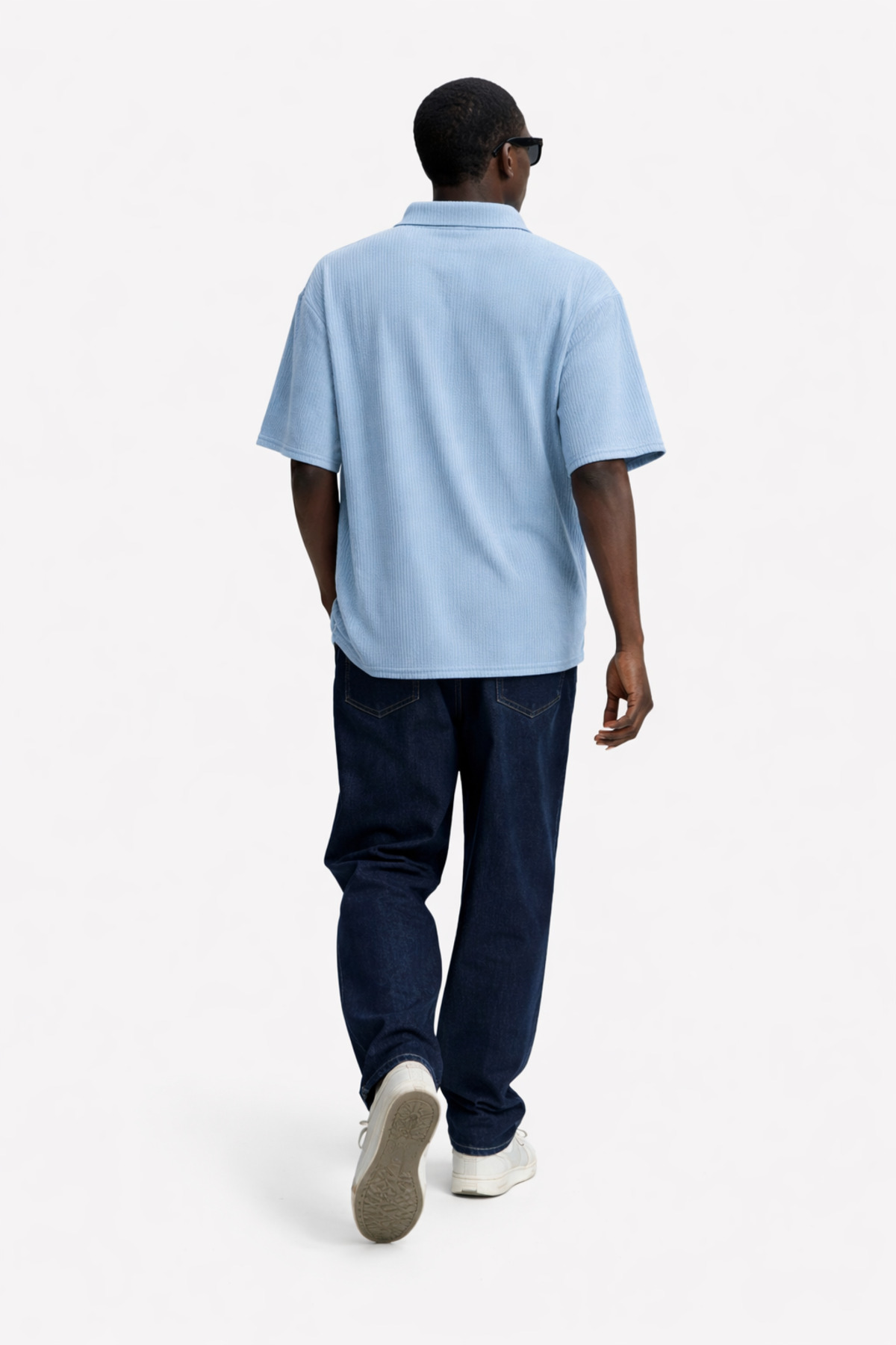 Erkek Yazlık Oversize Mavi Keten Gömlek 6