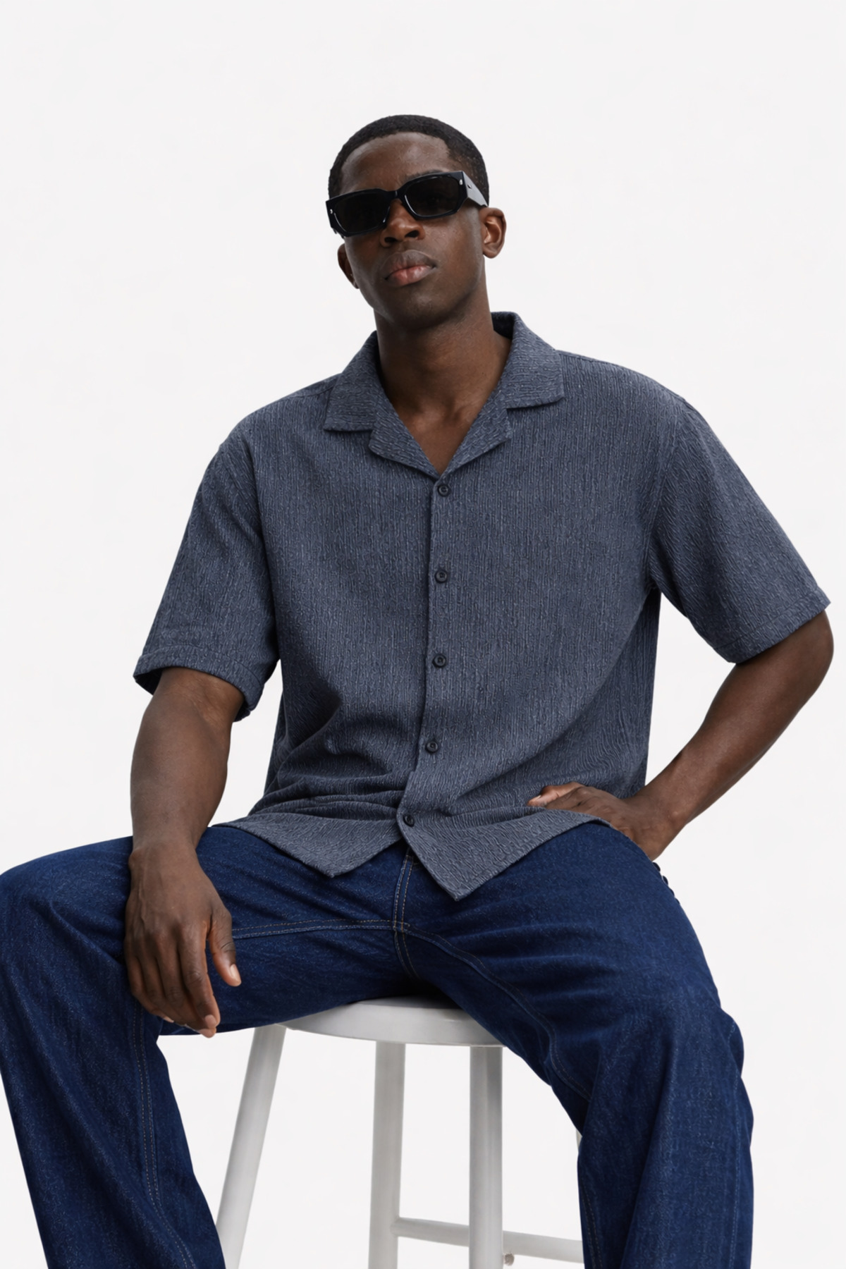 Erkek Yazlık Oversize Siyah Keten Gömlek 5