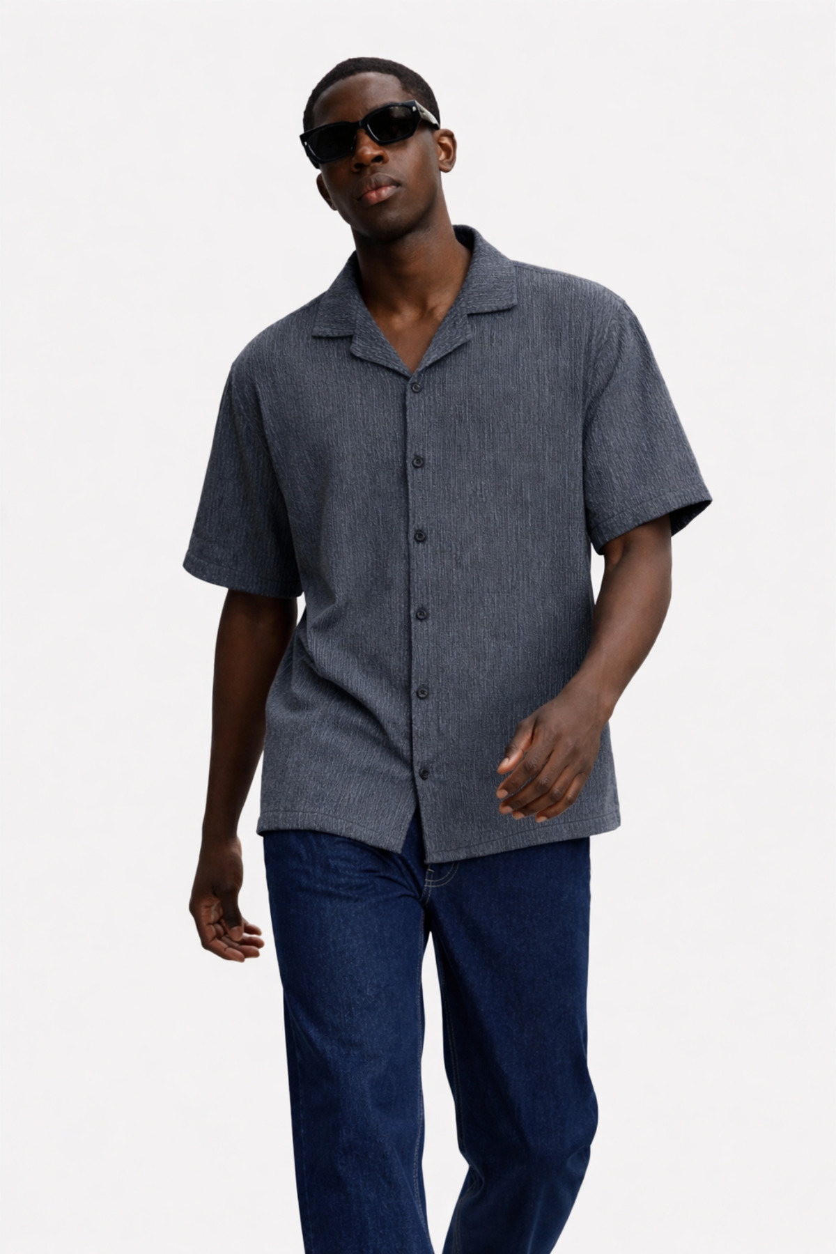 Erkek Yazlık Oversize Siyah Keten Gömlek 3