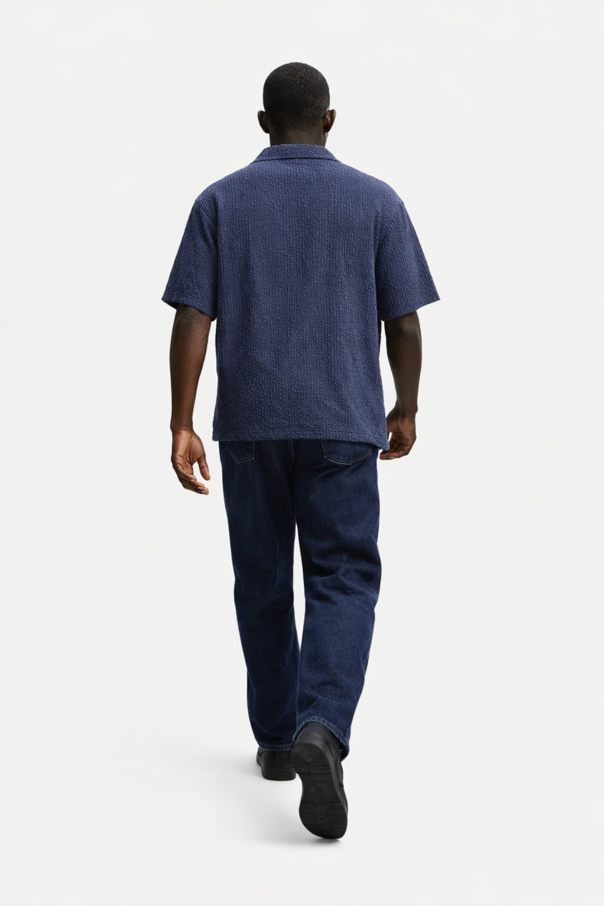 Erkek Yazlık Oversize Lacivert Keten Gömlek 6