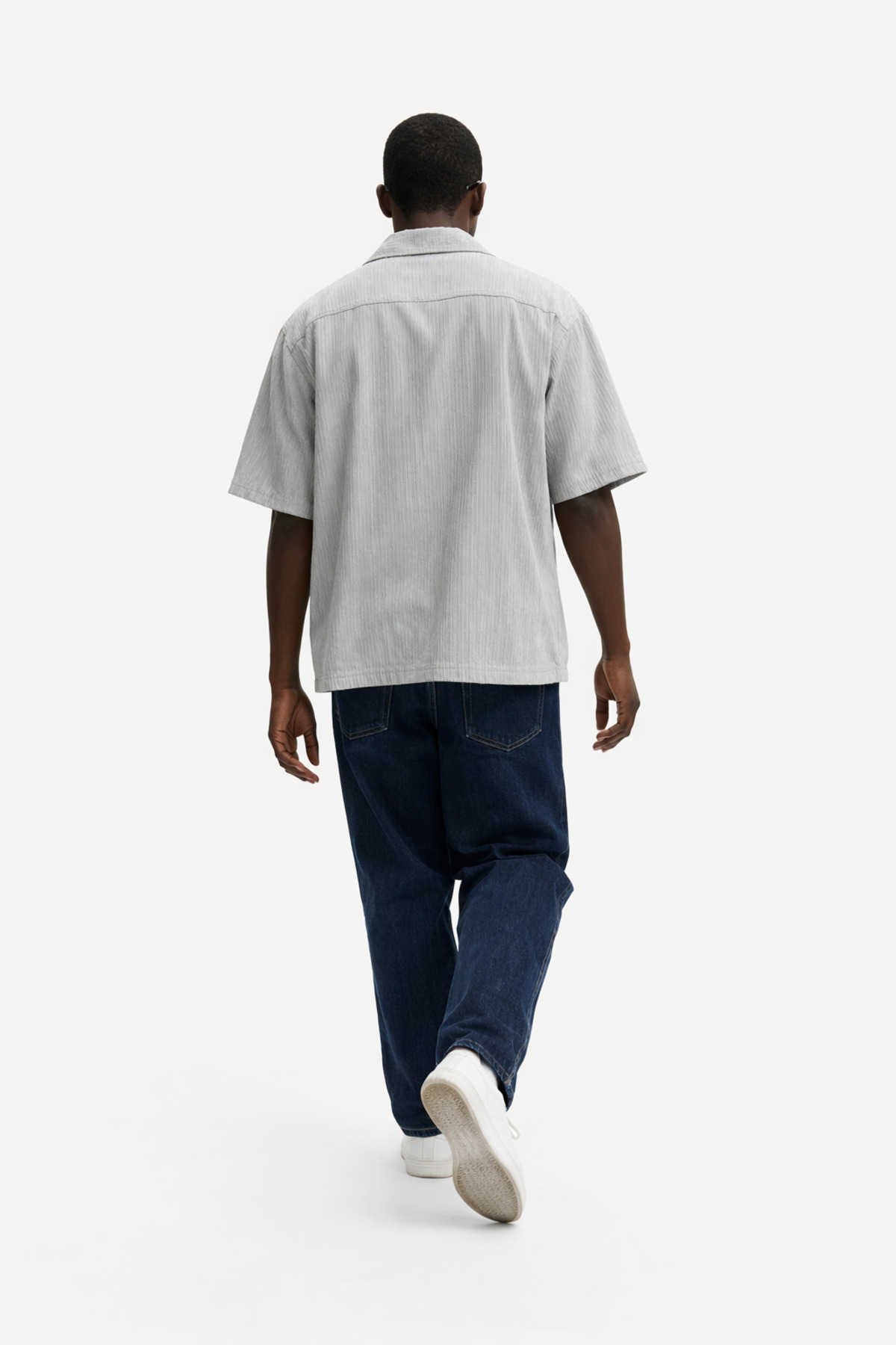 Erkek Yazlık Oversize Gri Keten Gömlek 6