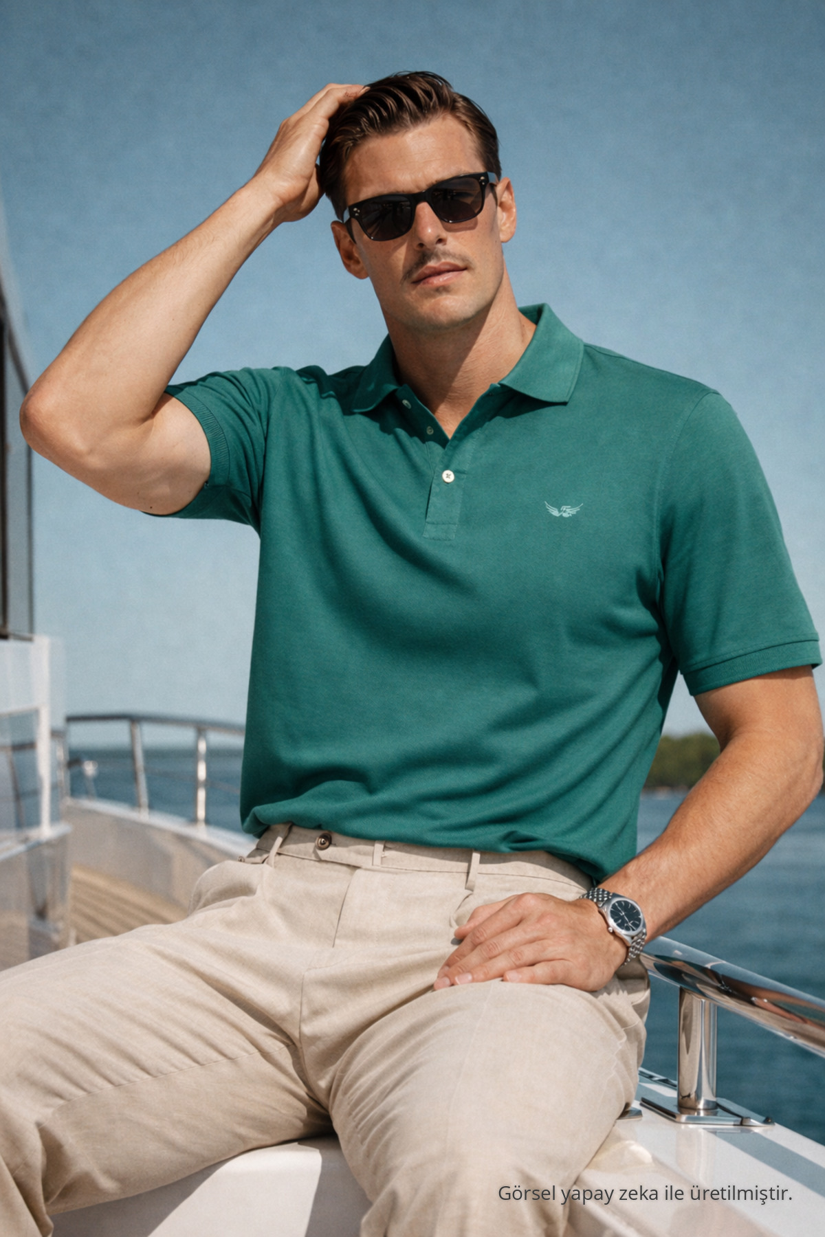 Erkek Günlük Rahat Mint Polo Yaka Tişört 3