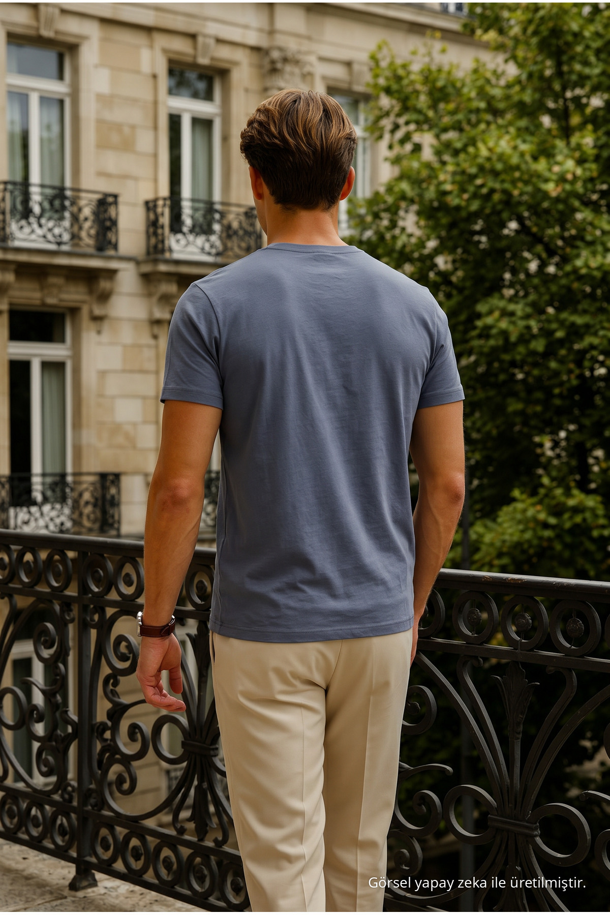Erkek Relax Fit Kısa Kollu %100 Pamuk Füme Tişört 6