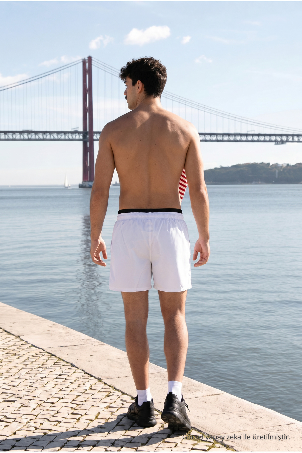 Erkek Relax Fit Bağcıklı Fermuarlı Cepli Açık Gri Deniz Şortu 6