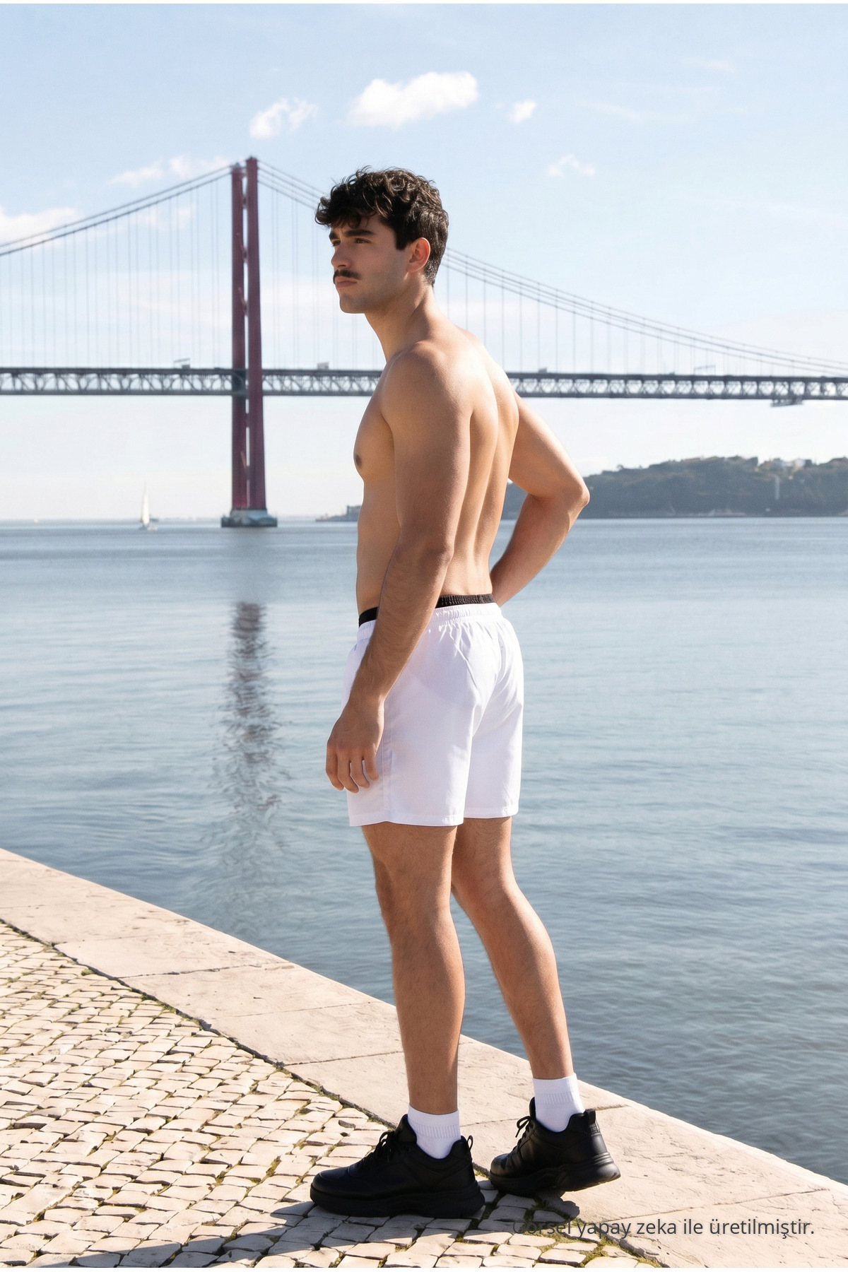 Erkek Relax Fit Bağcıklı Fermuarlı Cepli Açık Gri Deniz Şortu 5