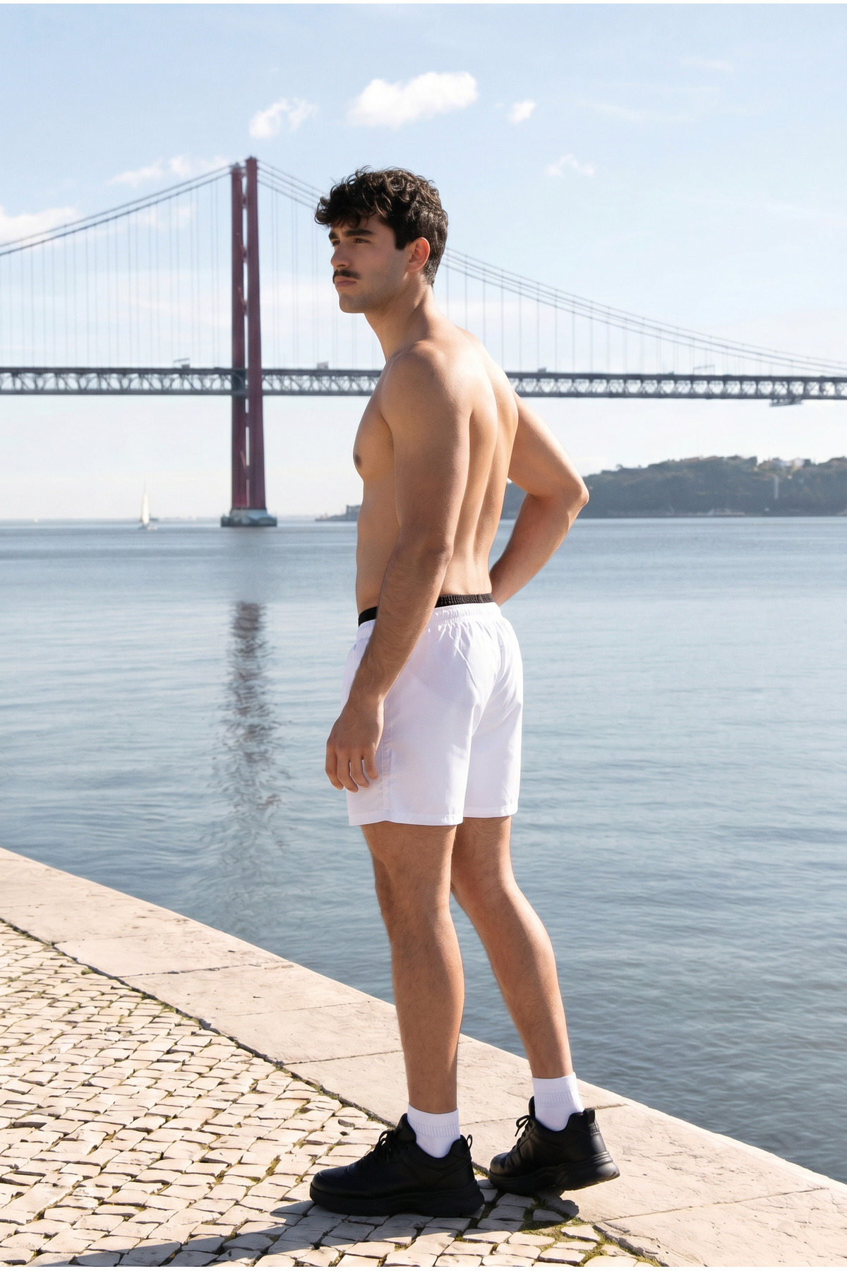 Erkek Relax Fit Bağcıklı Fermuarlı Cepli Gri Deniz Şortu 5