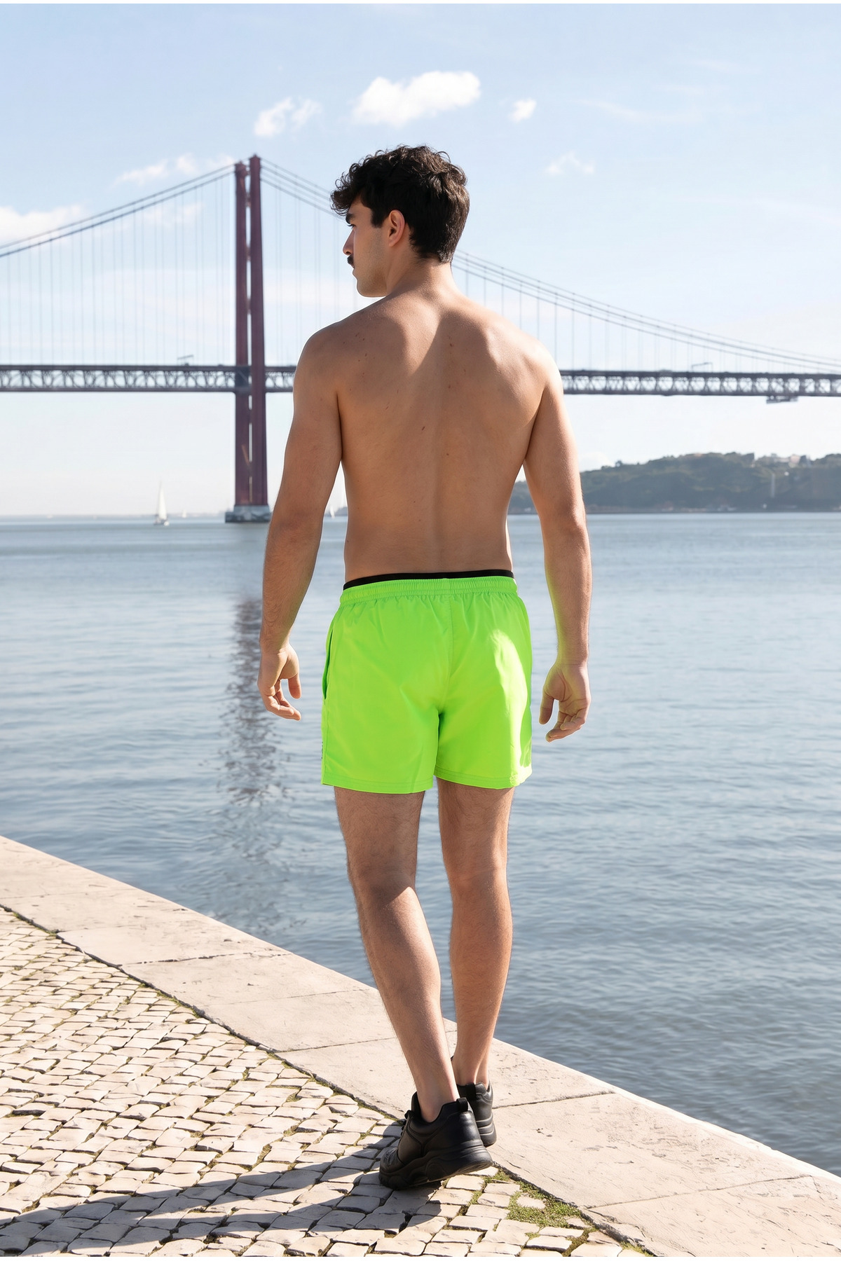 Erkek Relax Fit Bağcıklı Fermuarlı Cepli Yeşil Deniz Şortu 6