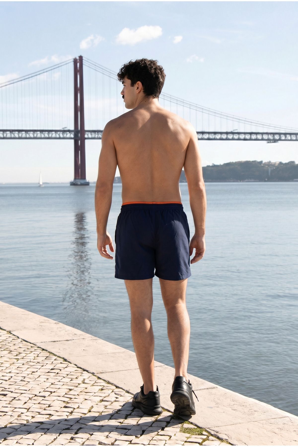 Erkek Relax Fit Bağcıklı Fermuarlı Cepli Lacivert Deniz Şortu 6