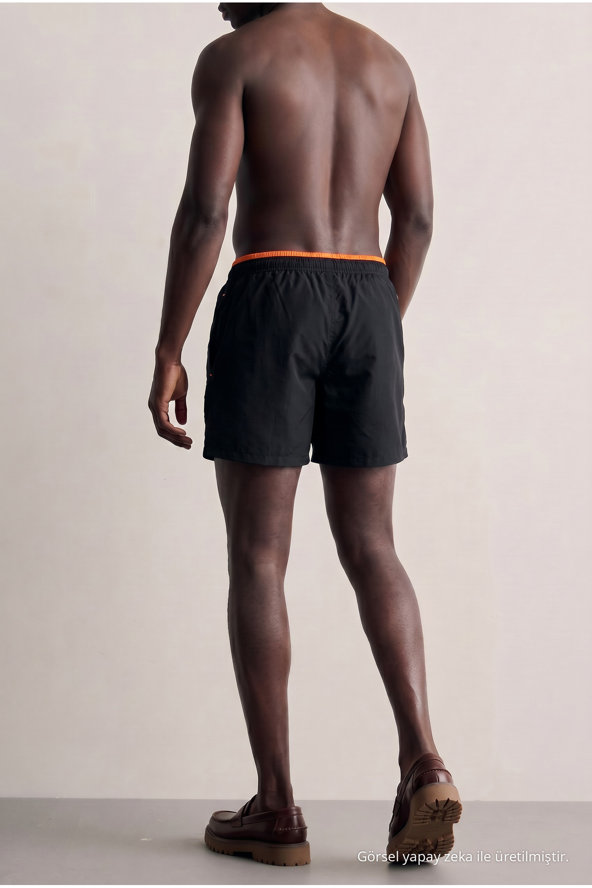 Erkek Premium Jogger Hafif Hızlı Kuruyan T.Siyah Deniz Şortu Siyah-Turuncu 6