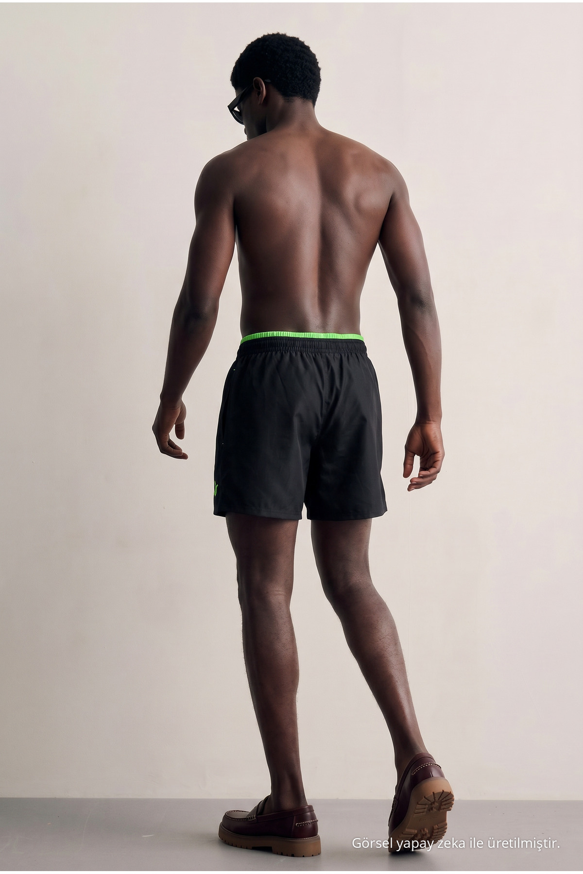 Erkek Premium Jogger Hafif Hızlı Kuruyan Y.Siyah Deniz Şortu Siyah-Yeşil 6